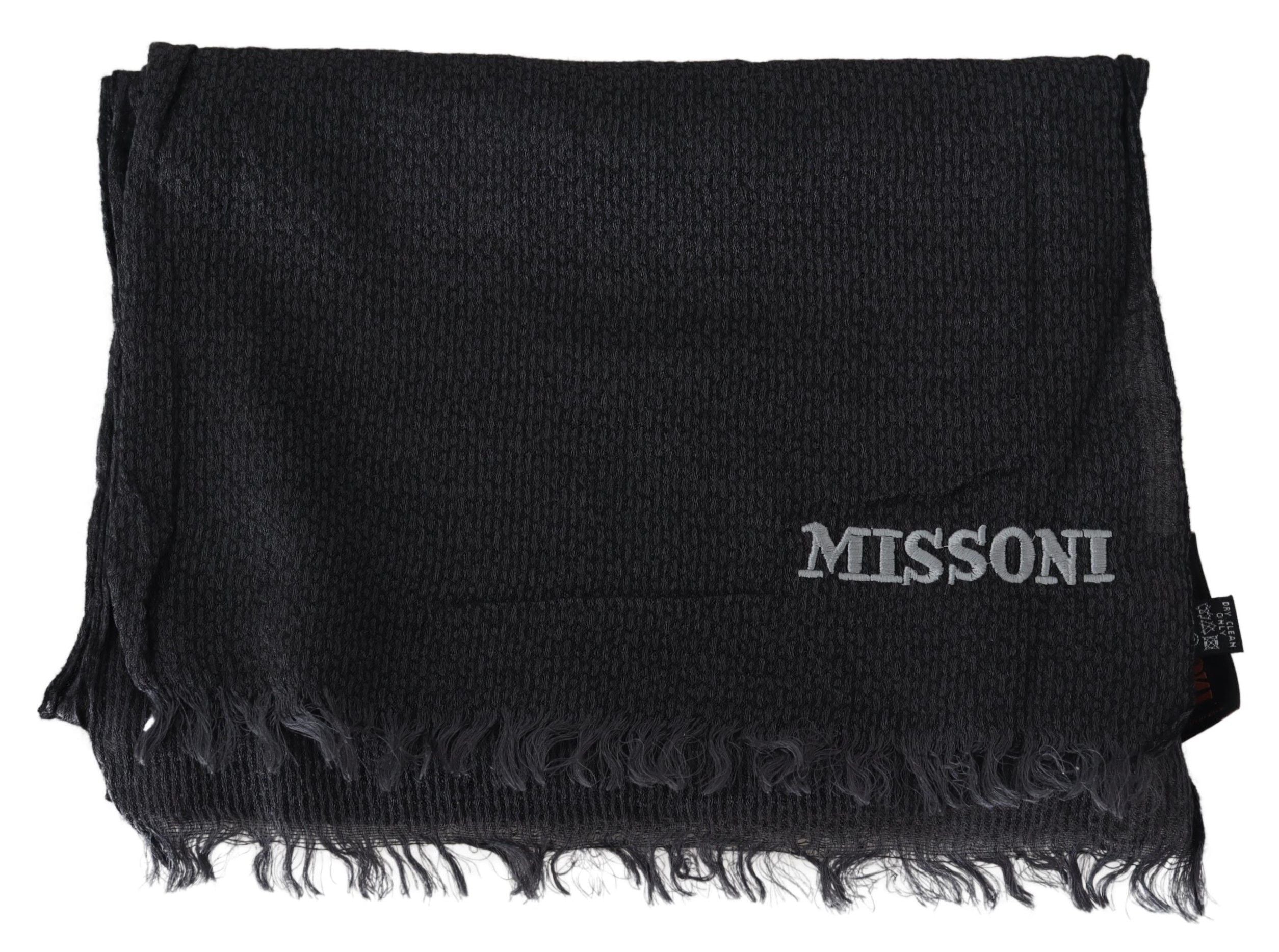 Missoni Elegant Black Wool Fringed Scarf - ACCEXO