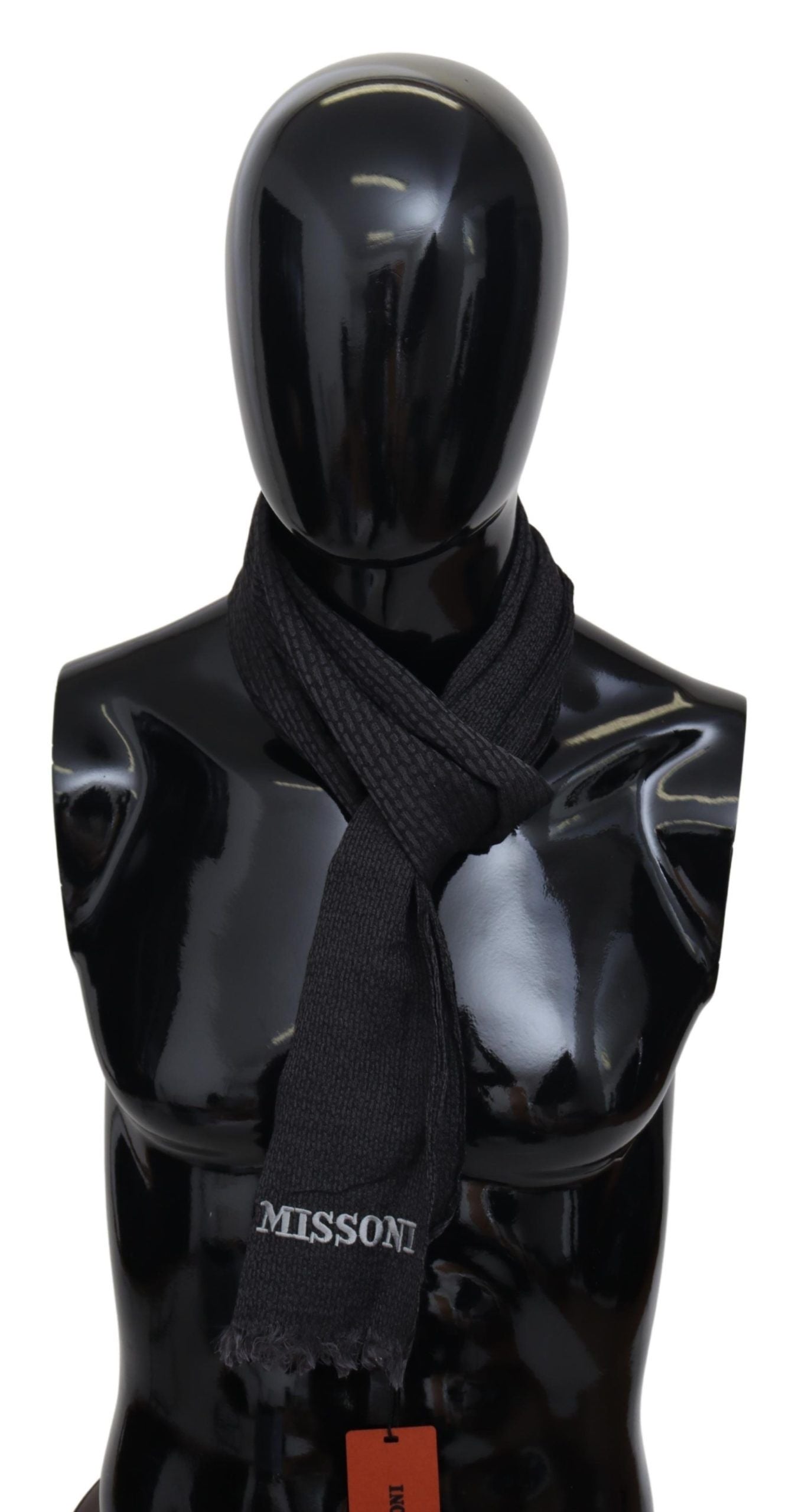 Missoni Elegant Black Wool Fringed Scarf - ACCEXO