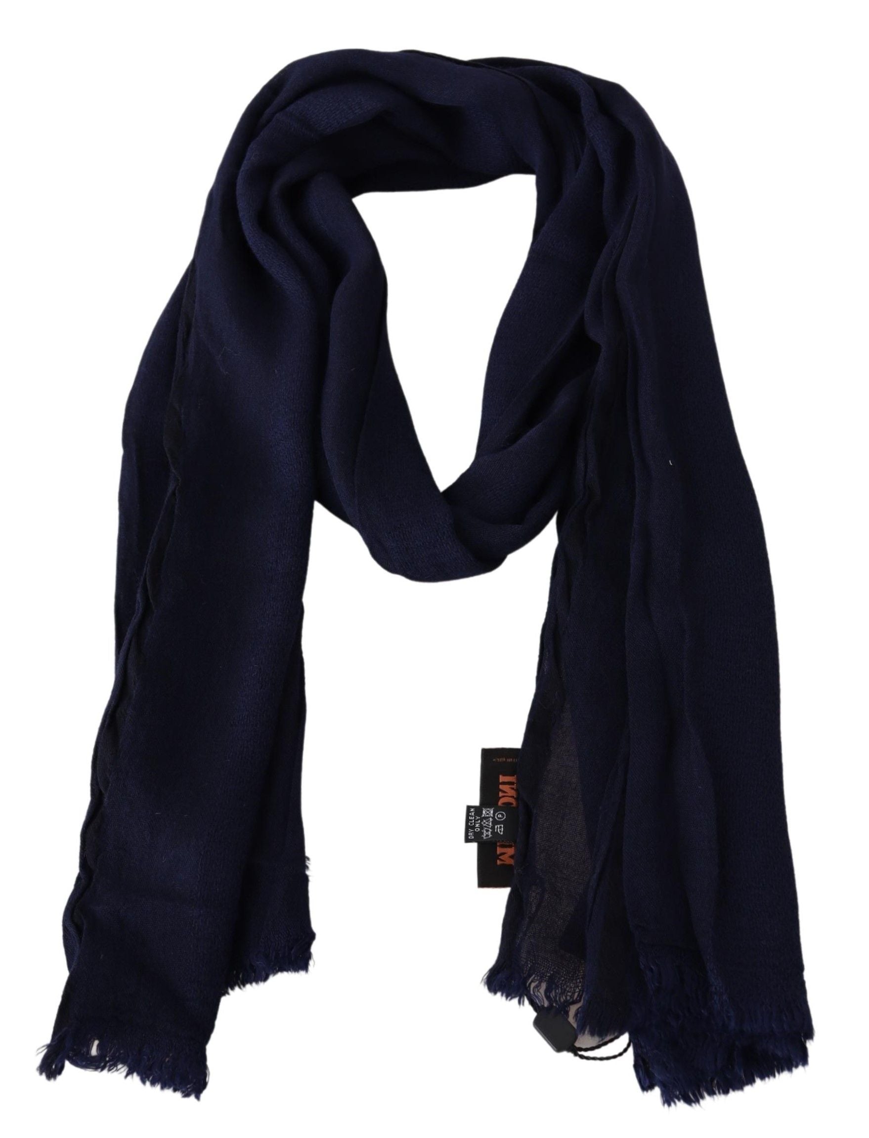 Missoni Elegant Blue Wool Scarf with Embroidered Logo - ACCEXO
