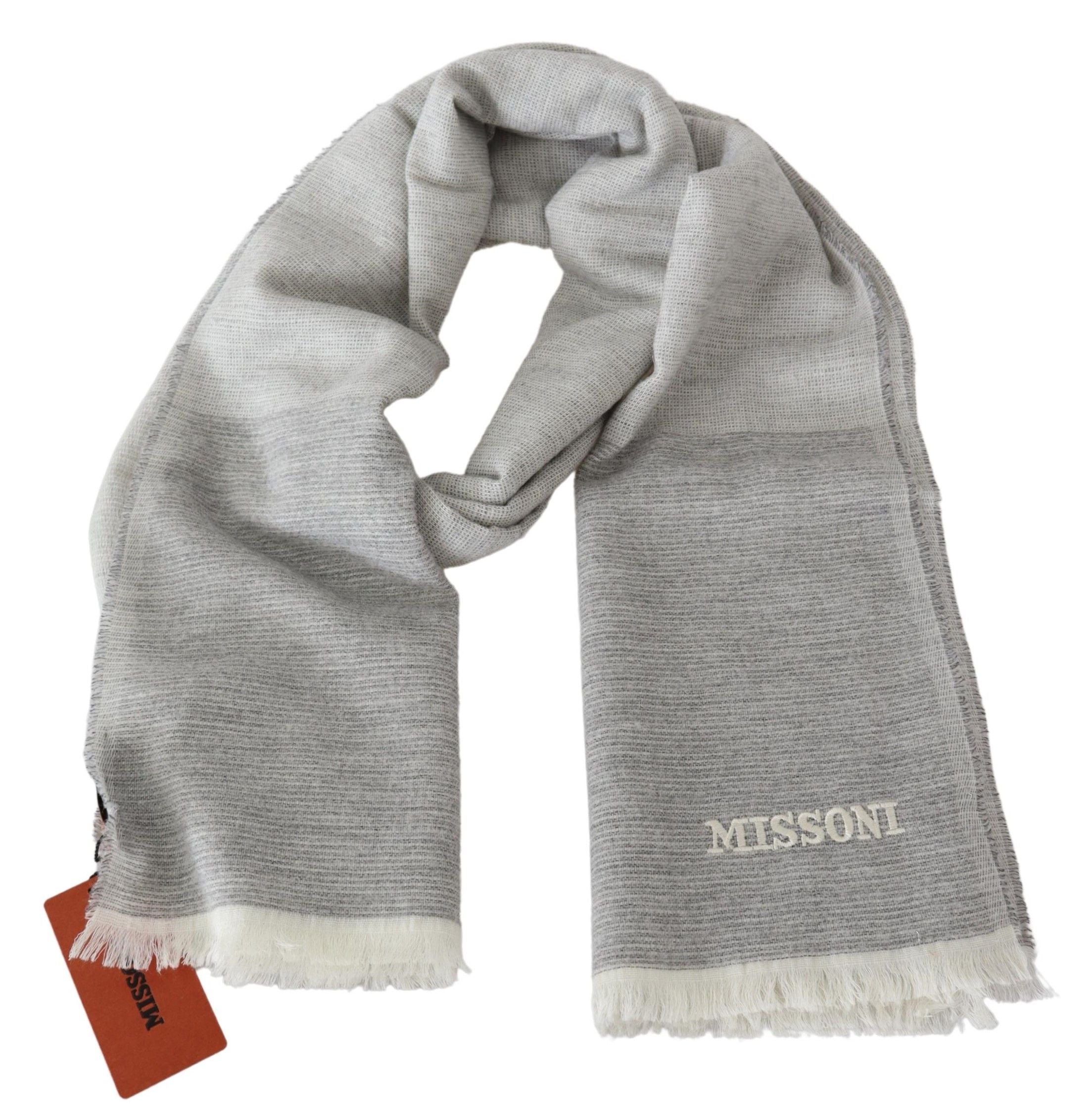 Missoni Elegant Beige Wool Scarf with Embroidery Detail - ACCEXO