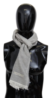 Missoni Elegant Beige Wool Scarf with Embroidery Detail - ACCEXO
