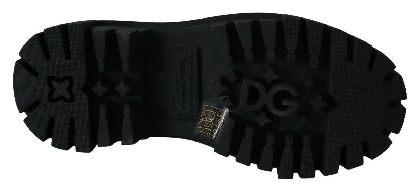 Dolce & Gabbana Elegant Black Leather Combat Boots with Crystal Detail - ACCEXO