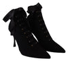 Dolce & Gabbana Elegant Black Ankle Heel Boots with Leather Sole