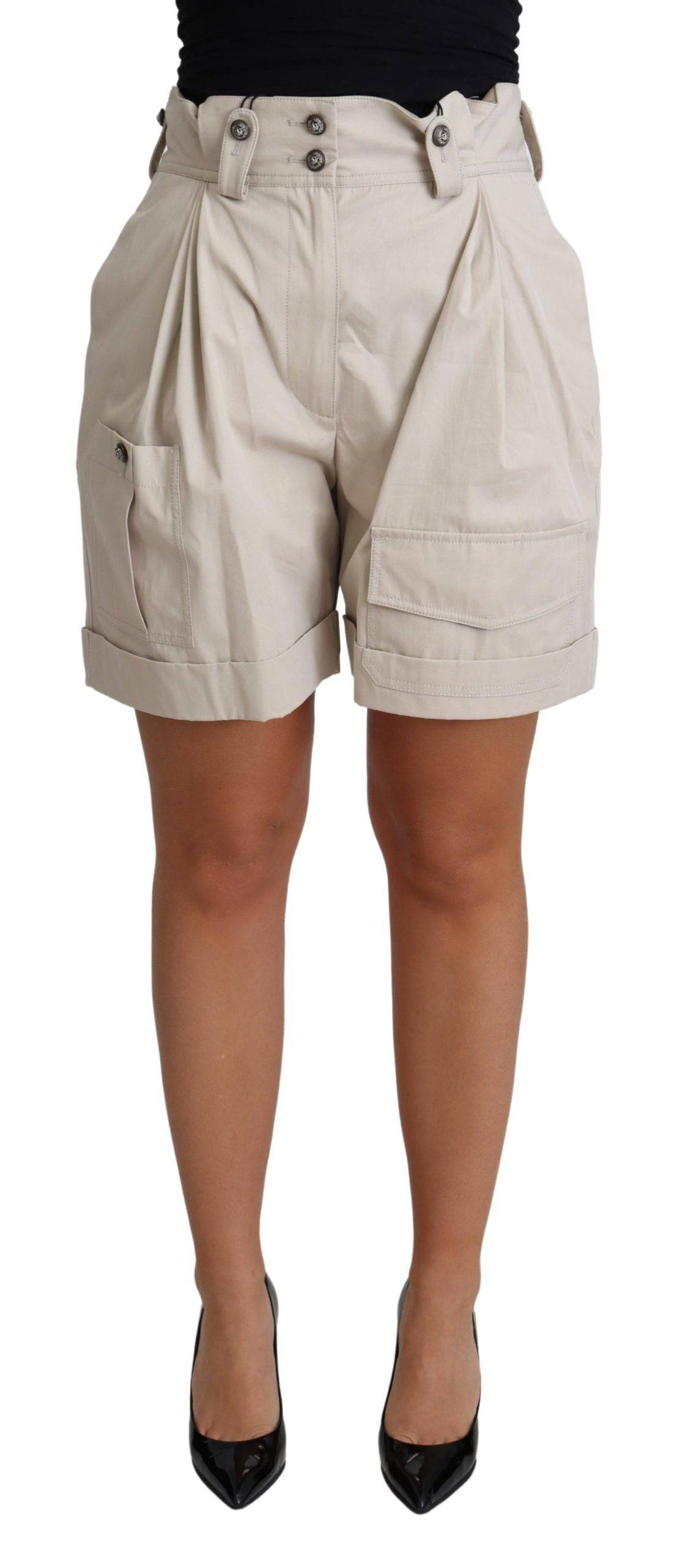 Dolce & Gabbana Chic Beige High Waist Pleated Shorts - ACCEXO