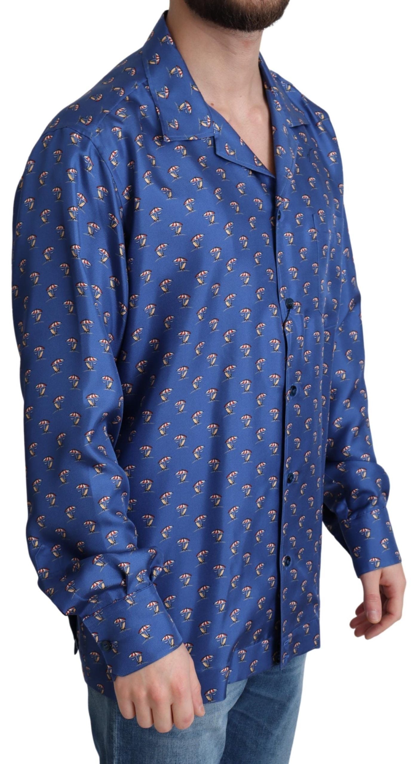 Dolce & Gabbana Silk Beach Chair Print Casual Shirt - ACCEXO