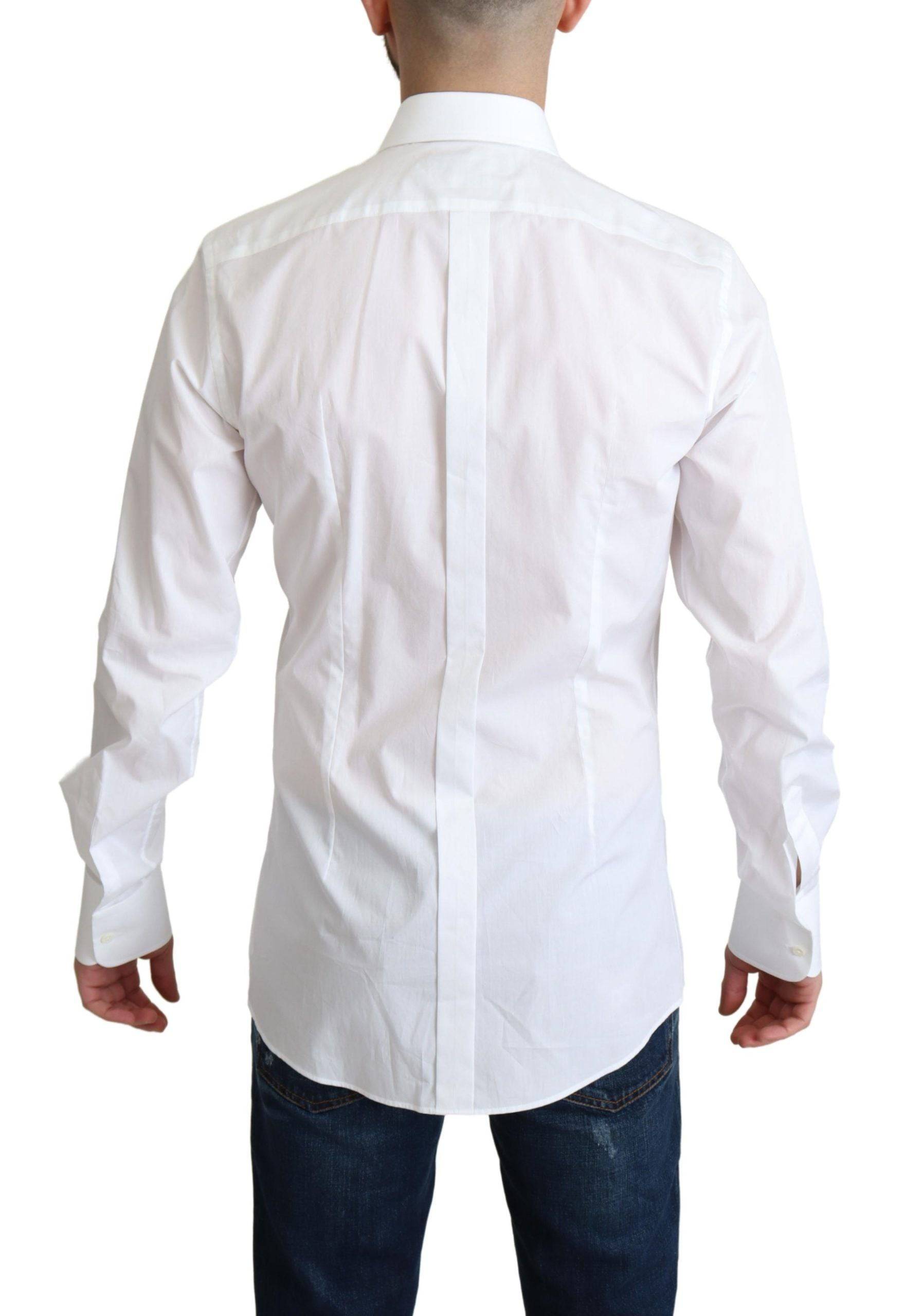 Dolce & Gabbana Elegant White Cotton Bib Dress Shirt - ACCEXO