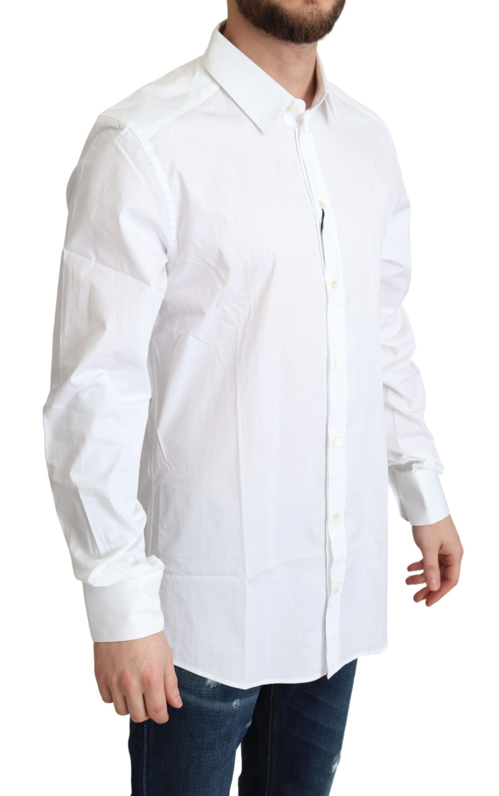 Dolce & Gabbana Elegant White Cotton Stretch Dress Shirt - ACCEXO