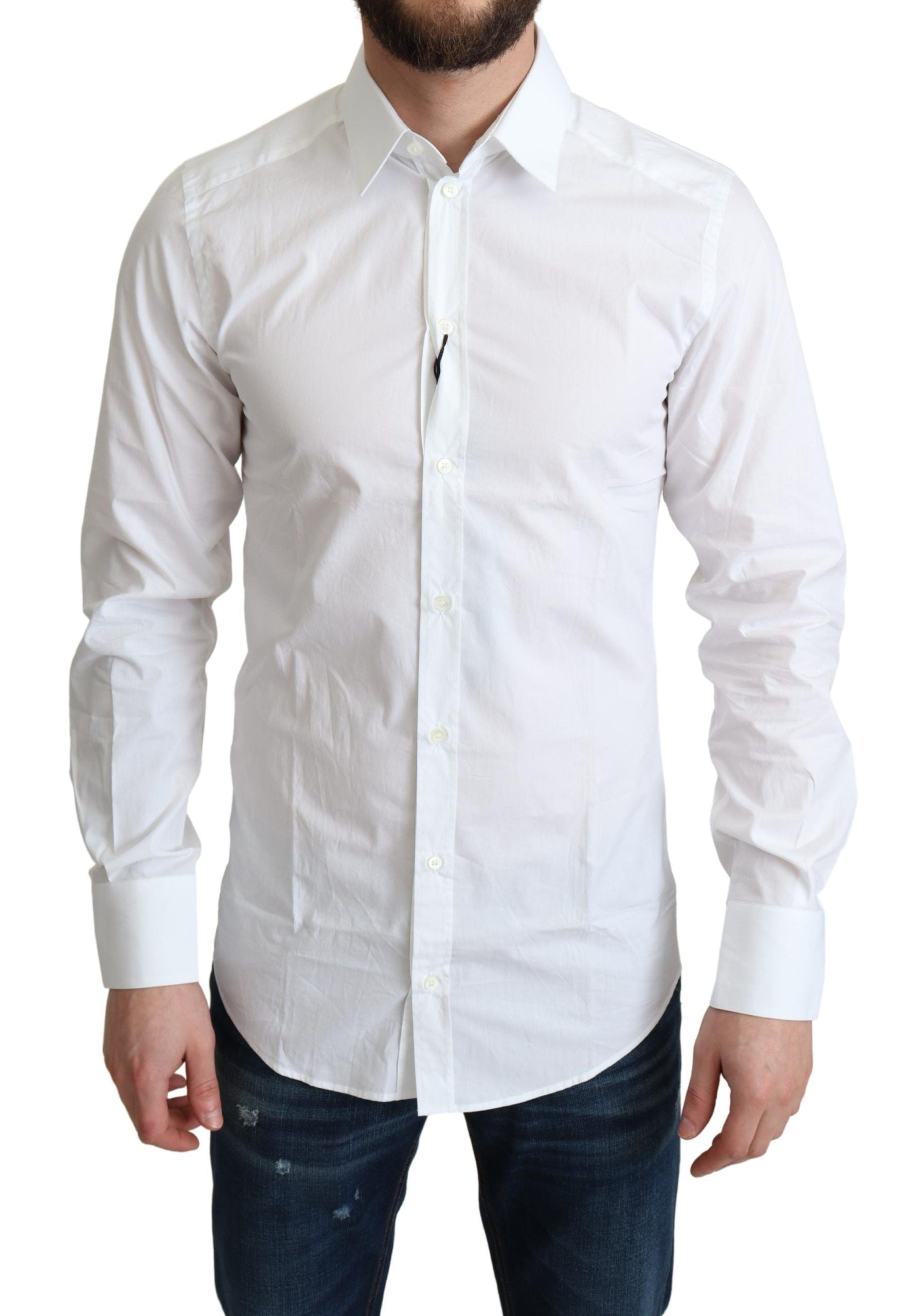 Dolce & Gabbana Elegant White Cotton Dress Shirt - ACCEXO