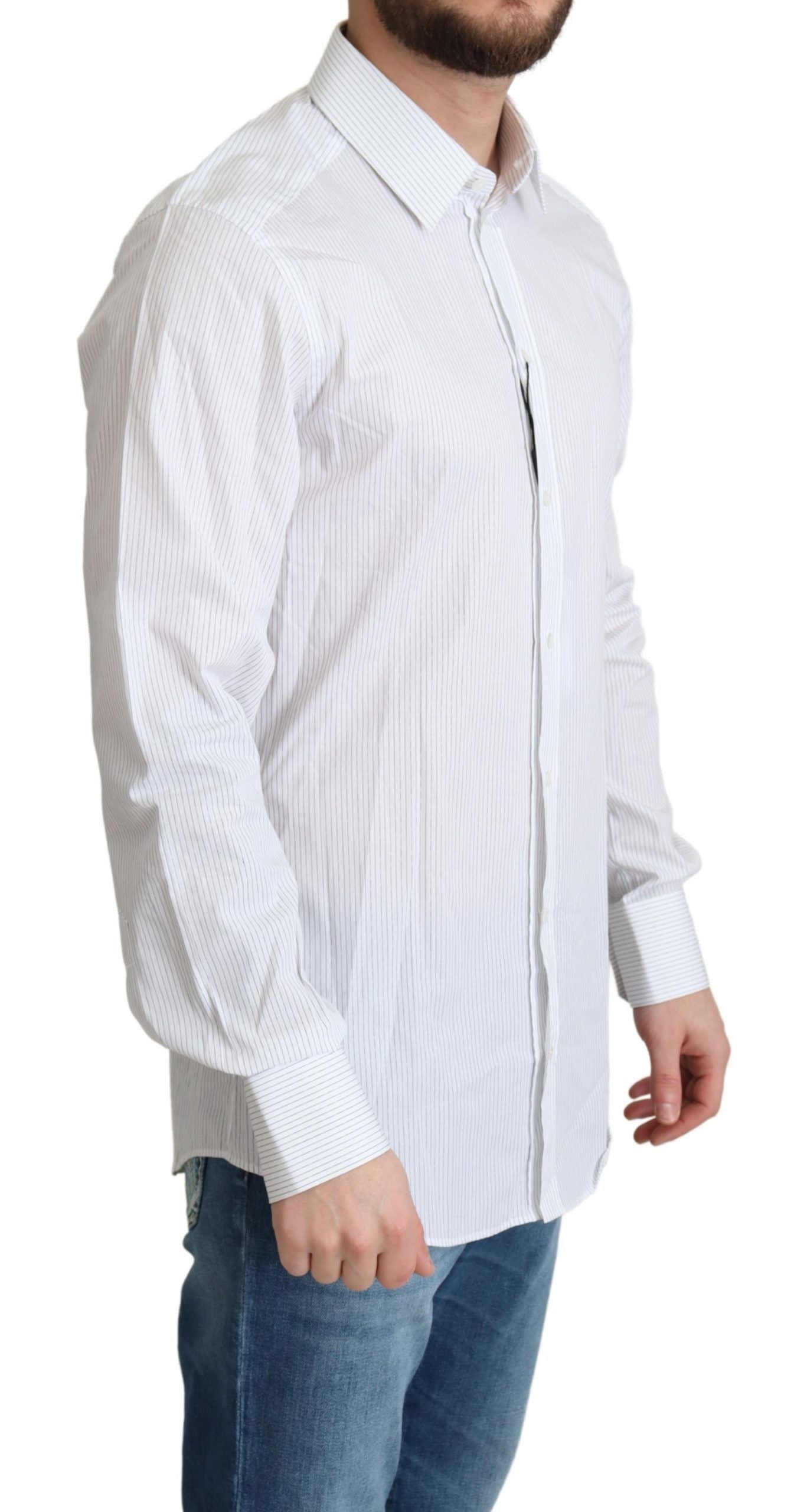 Dolce & Gabbana Elegant Striped Gold Dress Shirt - ACCEXO