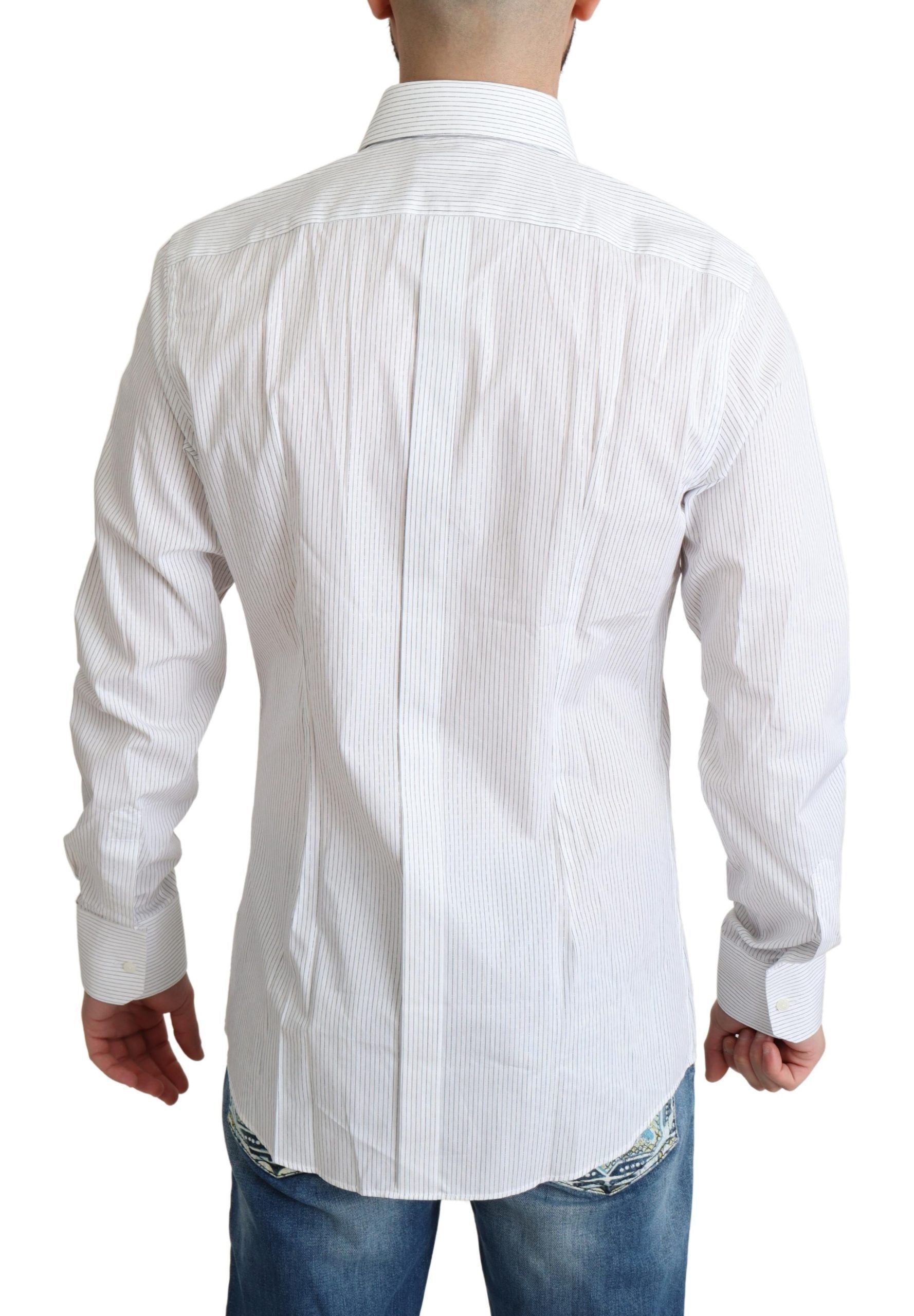 Dolce & Gabbana Elegant Striped Gold Dress Shirt - ACCEXO