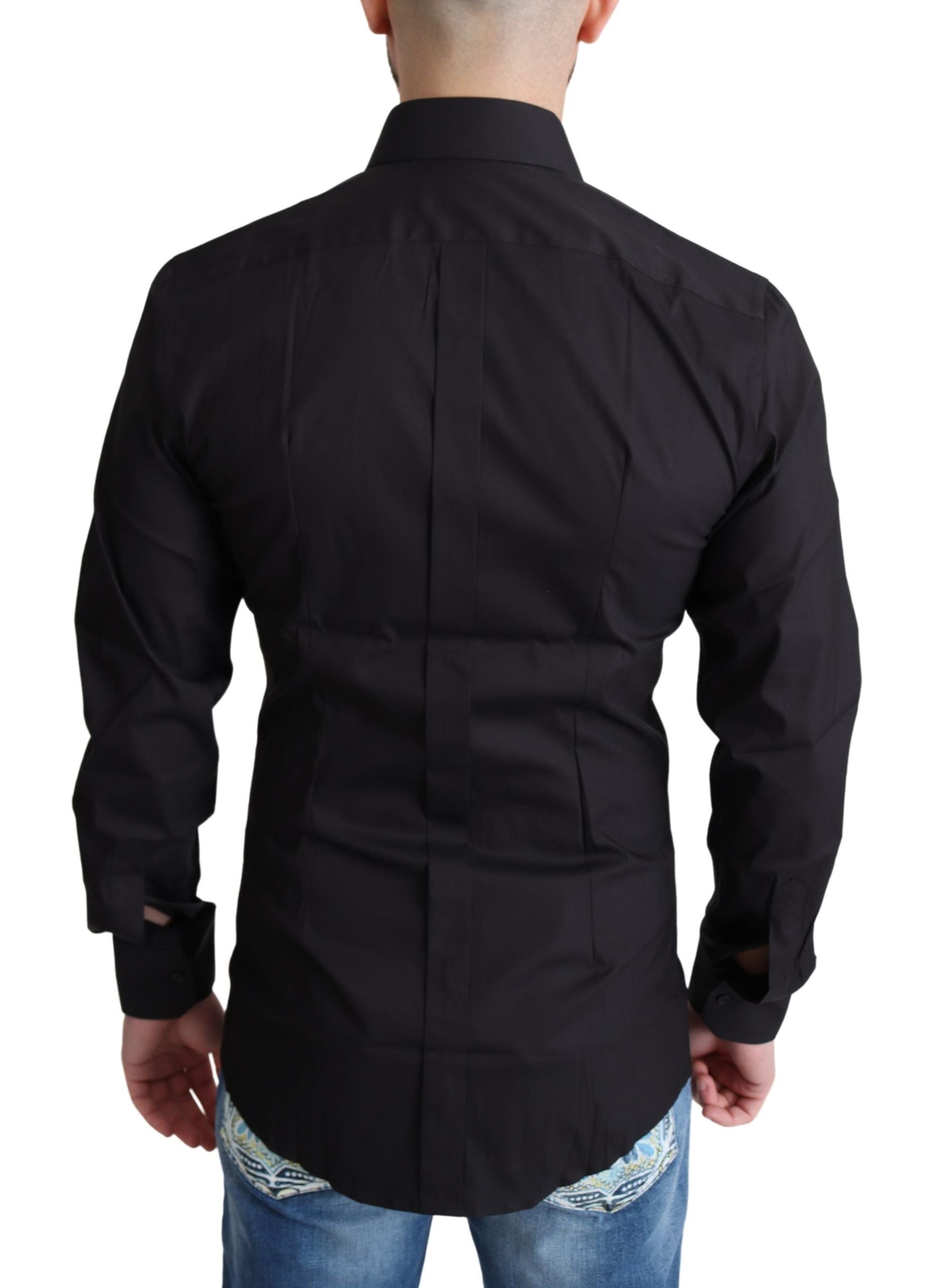 Dolce & Gabbana Elegant Black Gold Slim Fit Dress Shirt - ACCEXO
