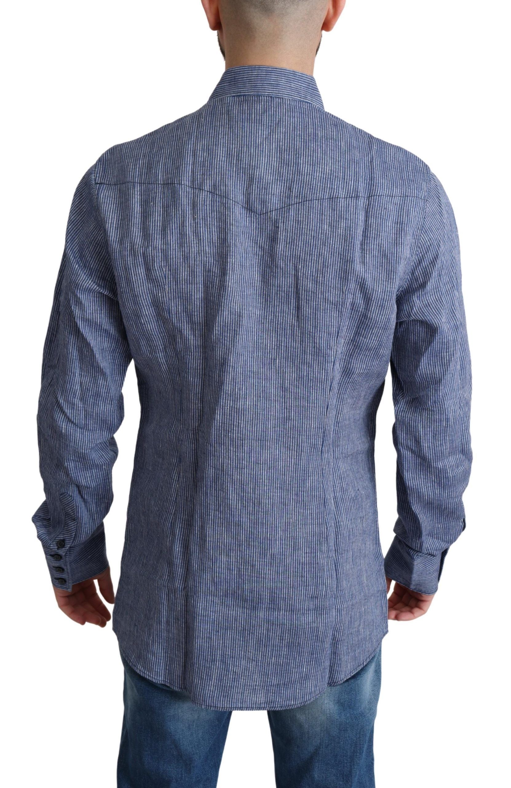 Dolce & Gabbana Elegant Striped Linen Button-Down Shirt - ACCEXO