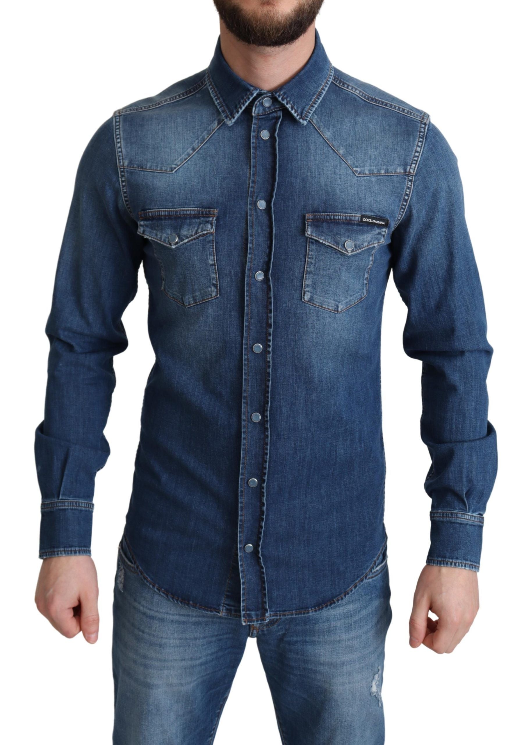 Dolce & Gabbana Elegant Denim Long Sleeve Casual Shirt - ACCEXO