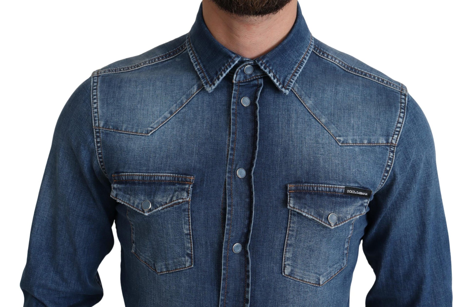 Dolce & Gabbana Elegant Denim Long Sleeve Casual Shirt - ACCEXO