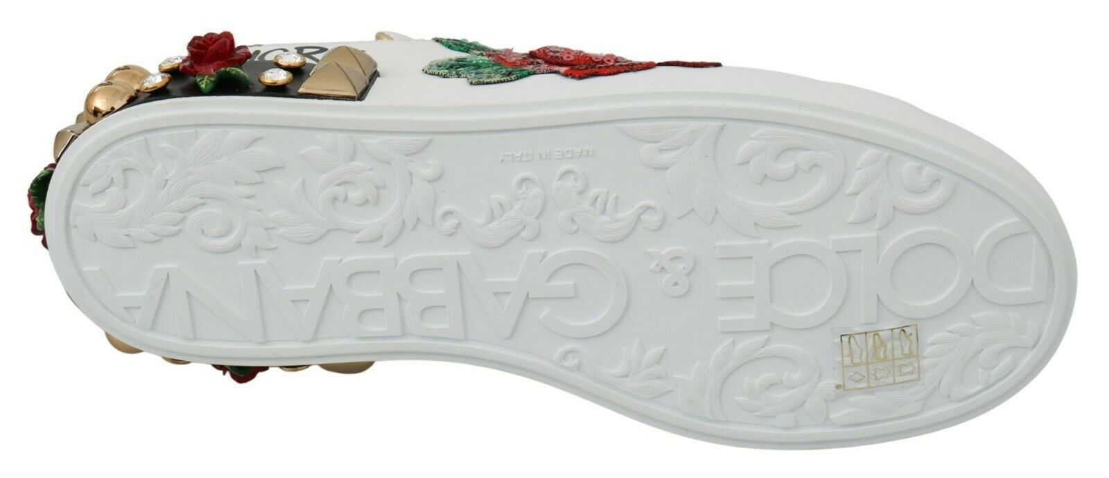 Dolce & Gabbana Elegant Sequined Floral Leather Sneakers - ACCEXO