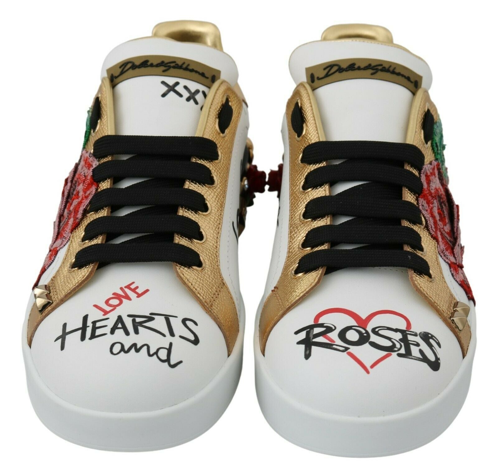 Dolce & Gabbana Elegant Sequined Floral Leather Sneakers - ACCEXO