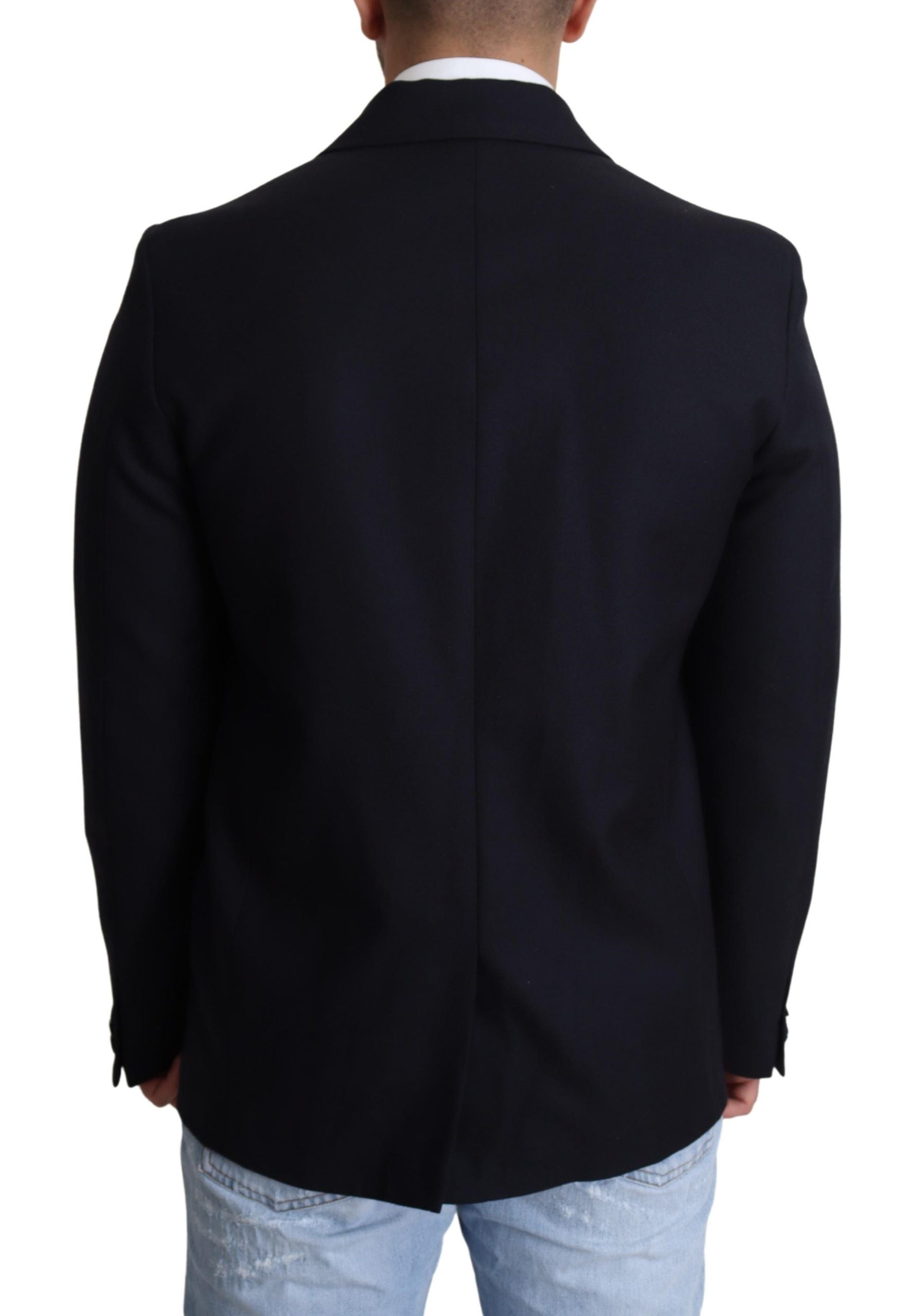 Dolce & Gabbana Elegant Dark Blue Virgin Wool Men's Coat - ACCEXO
