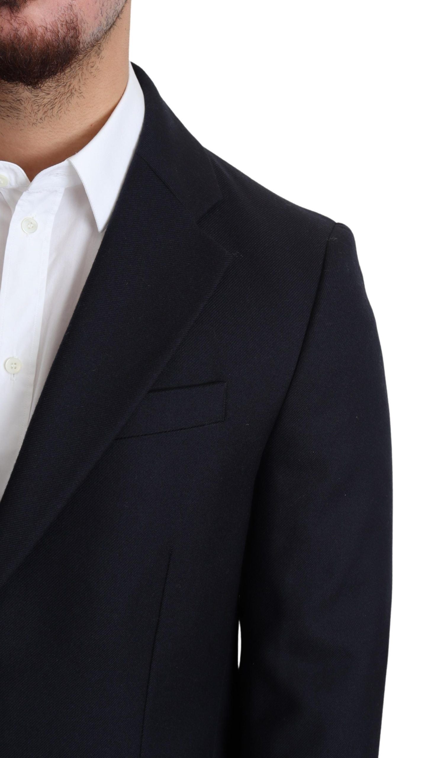 Dolce & Gabbana Elegant Dark Blue Virgin Wool Men's Coat - ACCEXO