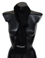 Missoni Elegant Embroidered Wool Scarf in Black - ACCEXO