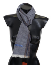 Missoni Elegant Gray Wool Scarf with Stripes and Fringes - ACCEXO