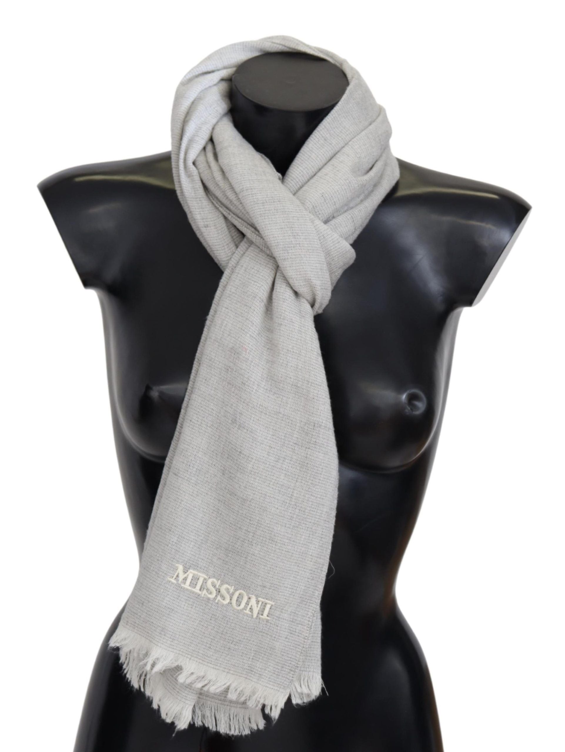 Missoni Elegant Wool Scarf with Signature Embroidery - ACCEXO