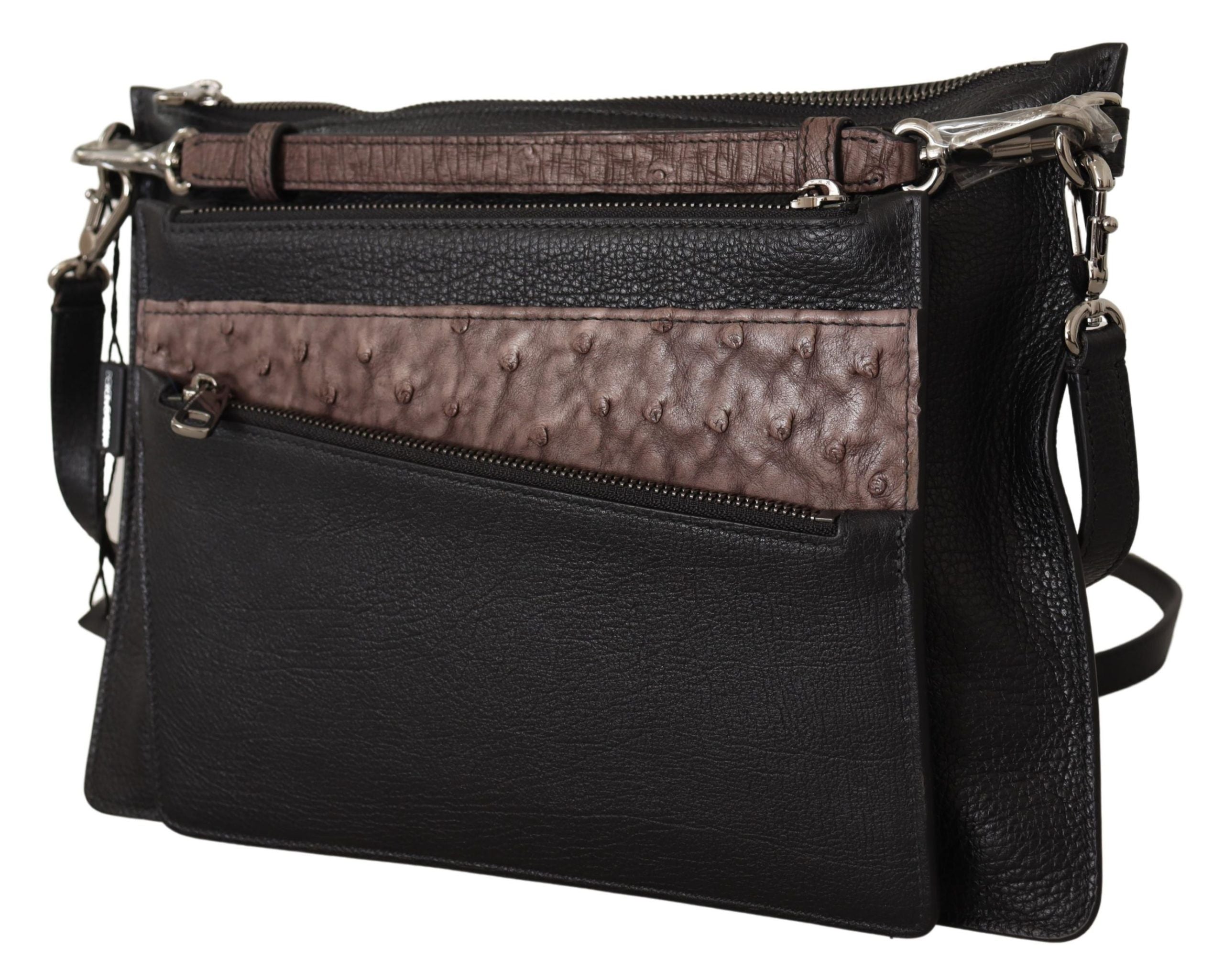Dolce & Gabbana Elegant Black Leather Sling Shoulder Bag - ACCEXO