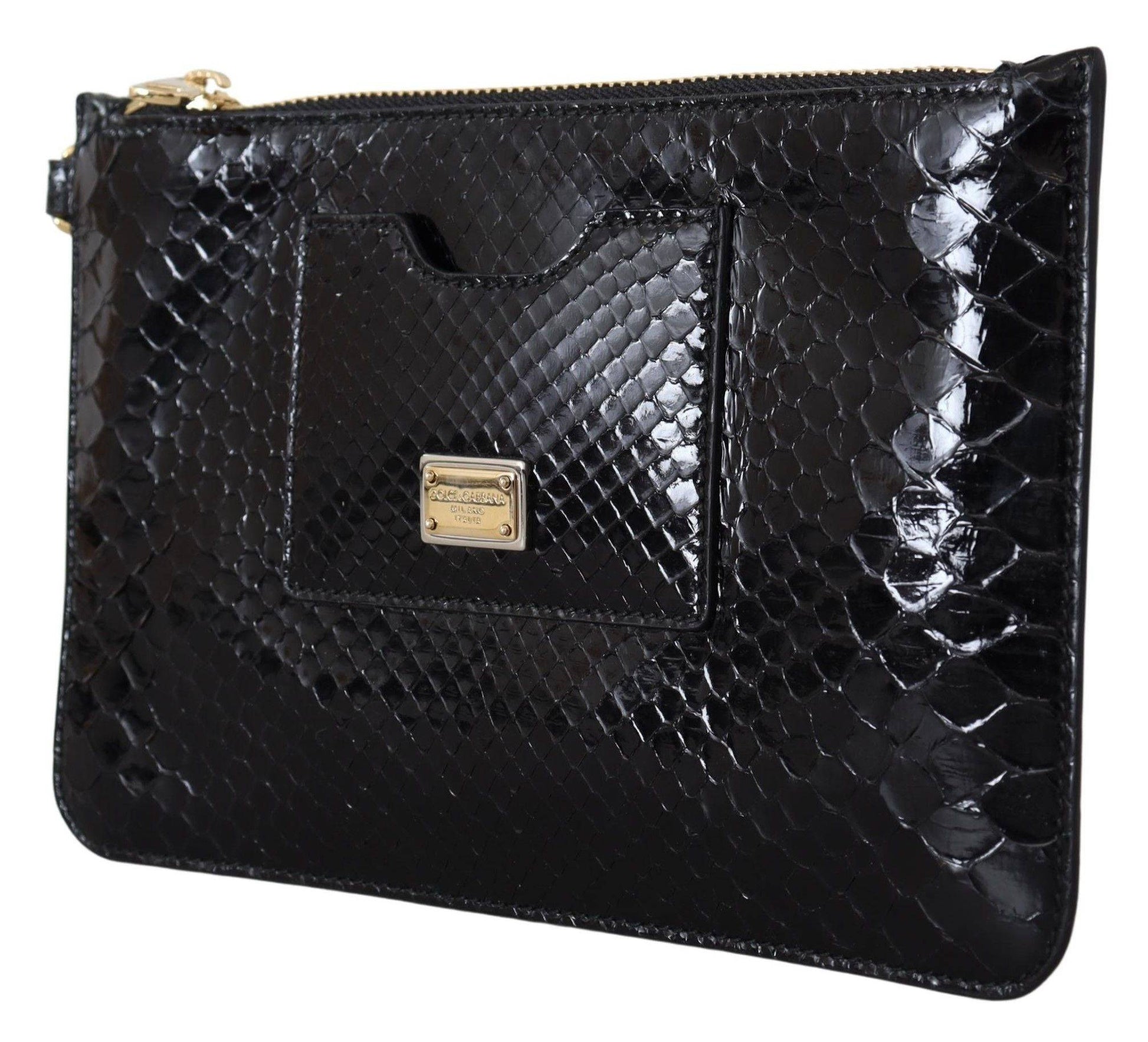 Dolce & Gabbana Exotic Leather Black Wristlet Wallet - ACCEXO
