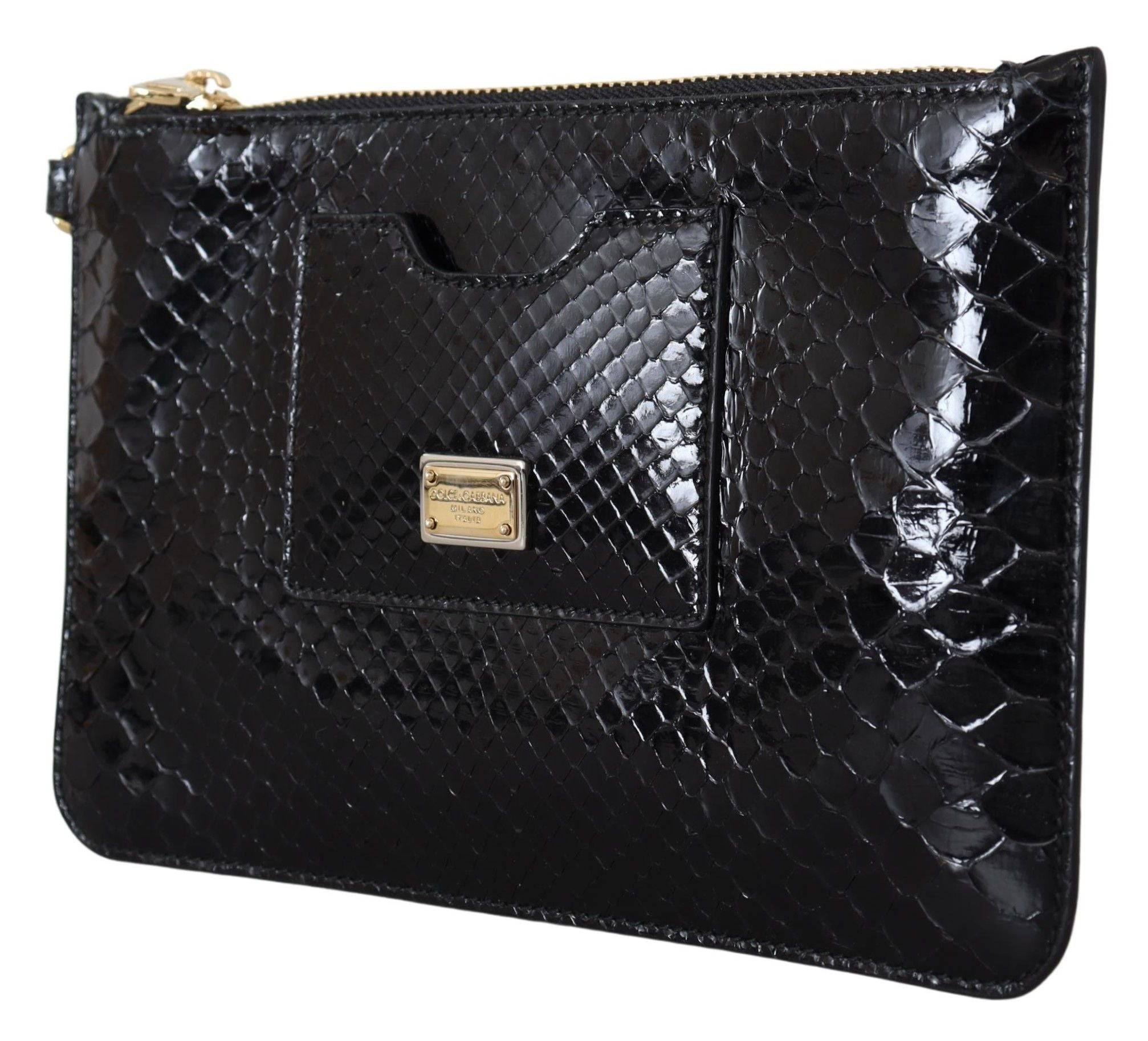 Dolce & Gabbana Exotic Leather Black Wristlet Wallet - ACCEXO