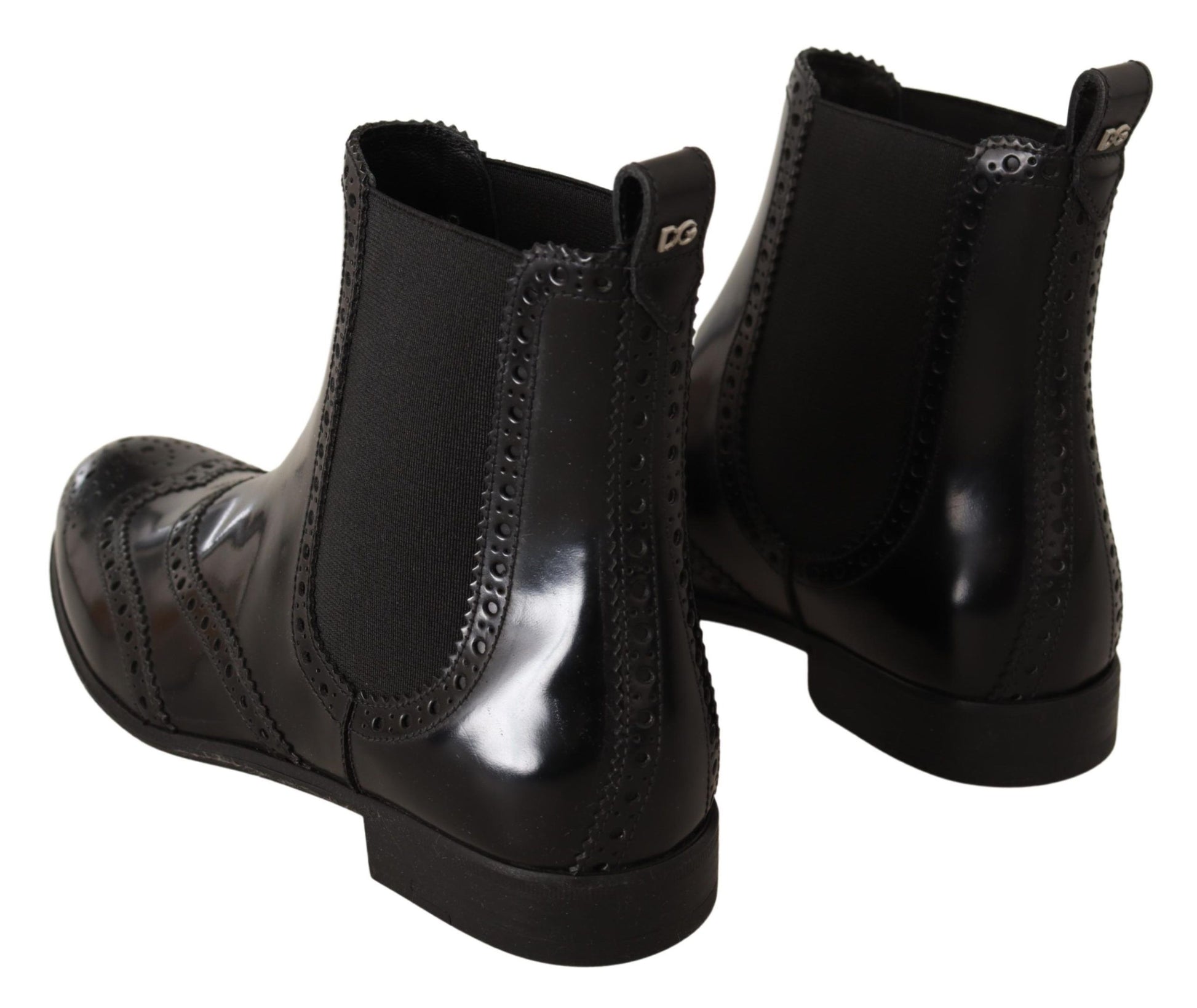 Dolce & Gabbana Elegant Black Ankle Wingtip Oxford Boots - ACCEXO