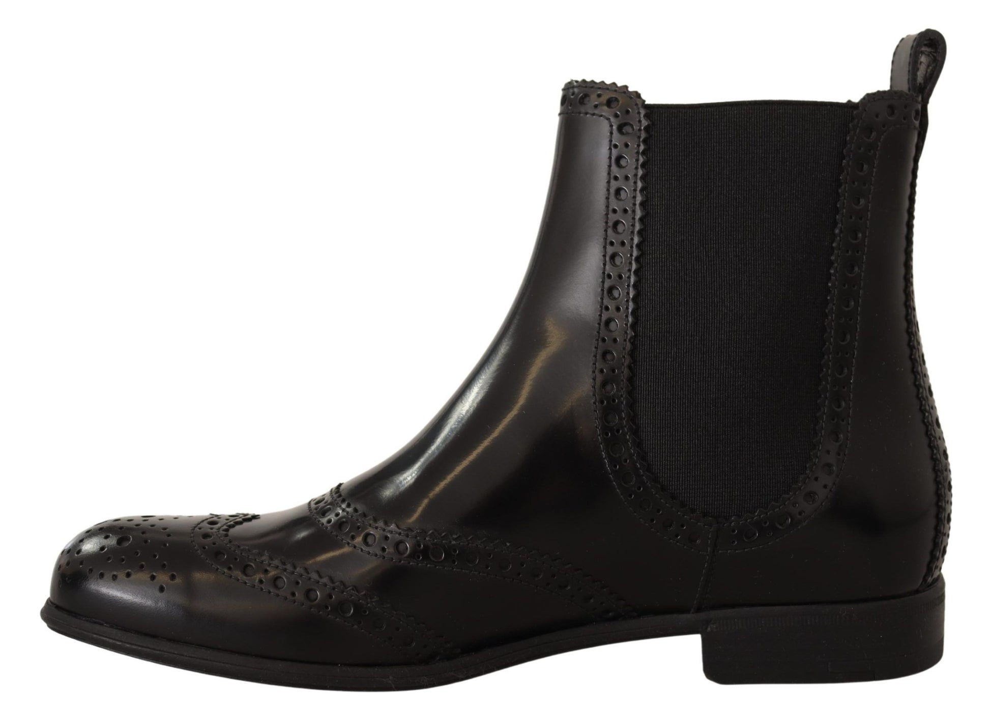 Dolce & Gabbana Elegant Black Ankle Wingtip Oxford Boots - ACCEXO