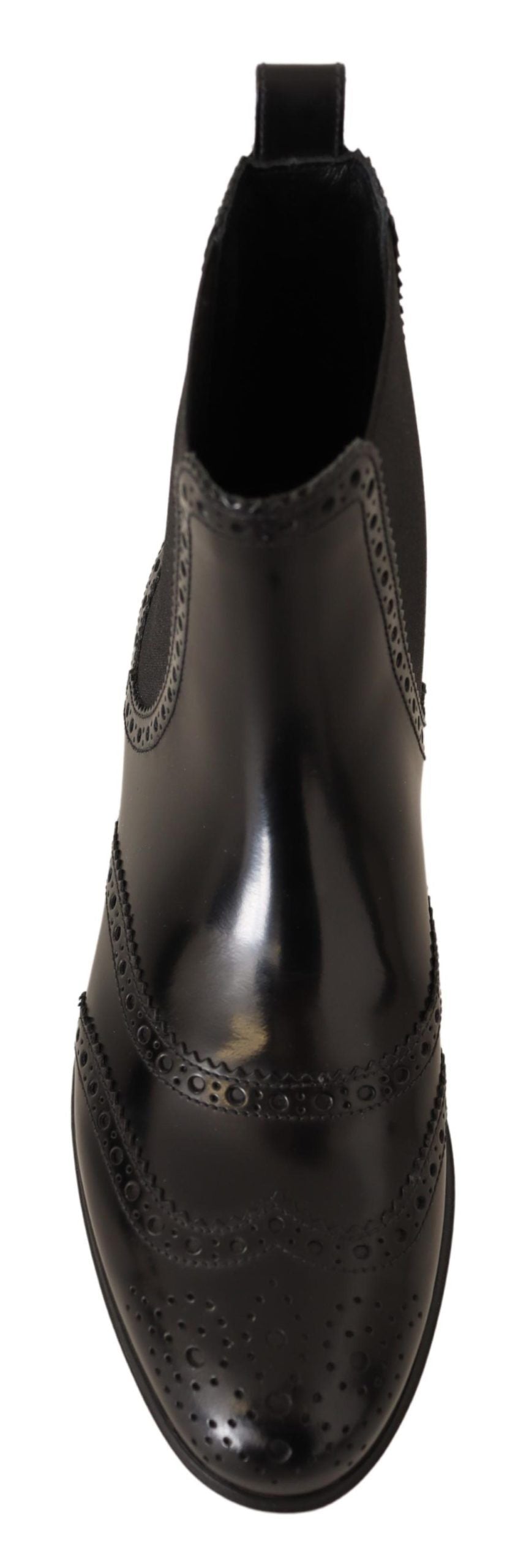 Dolce & Gabbana Elegant Black Ankle Wingtip Oxford Boots - ACCEXO
