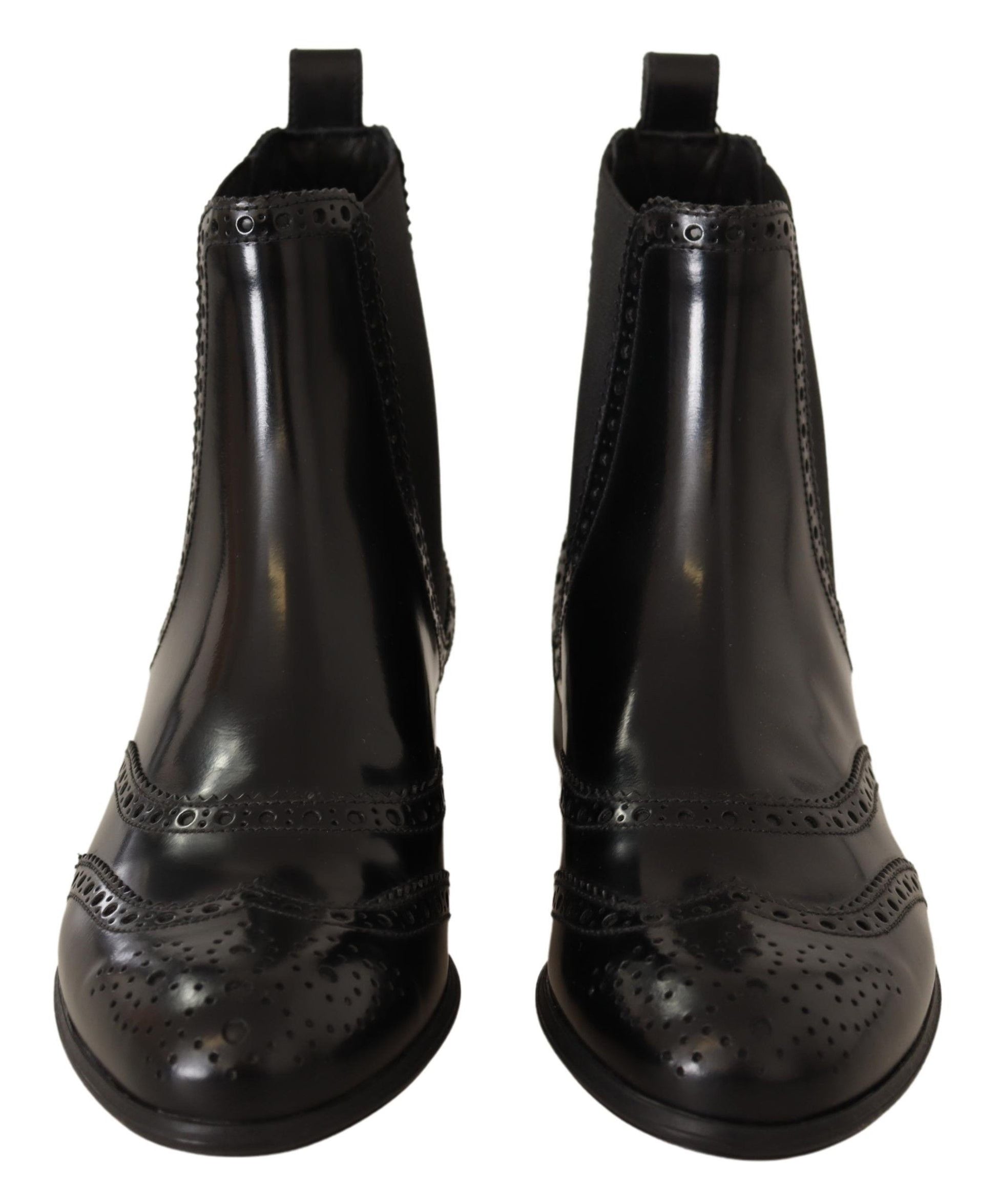 Dolce & Gabbana Elegant Black Ankle Wingtip Oxford Boots - ACCEXO