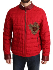 Dolce & Gabbana Red and Gold Bomber Designer Jacket - ACCEXO
