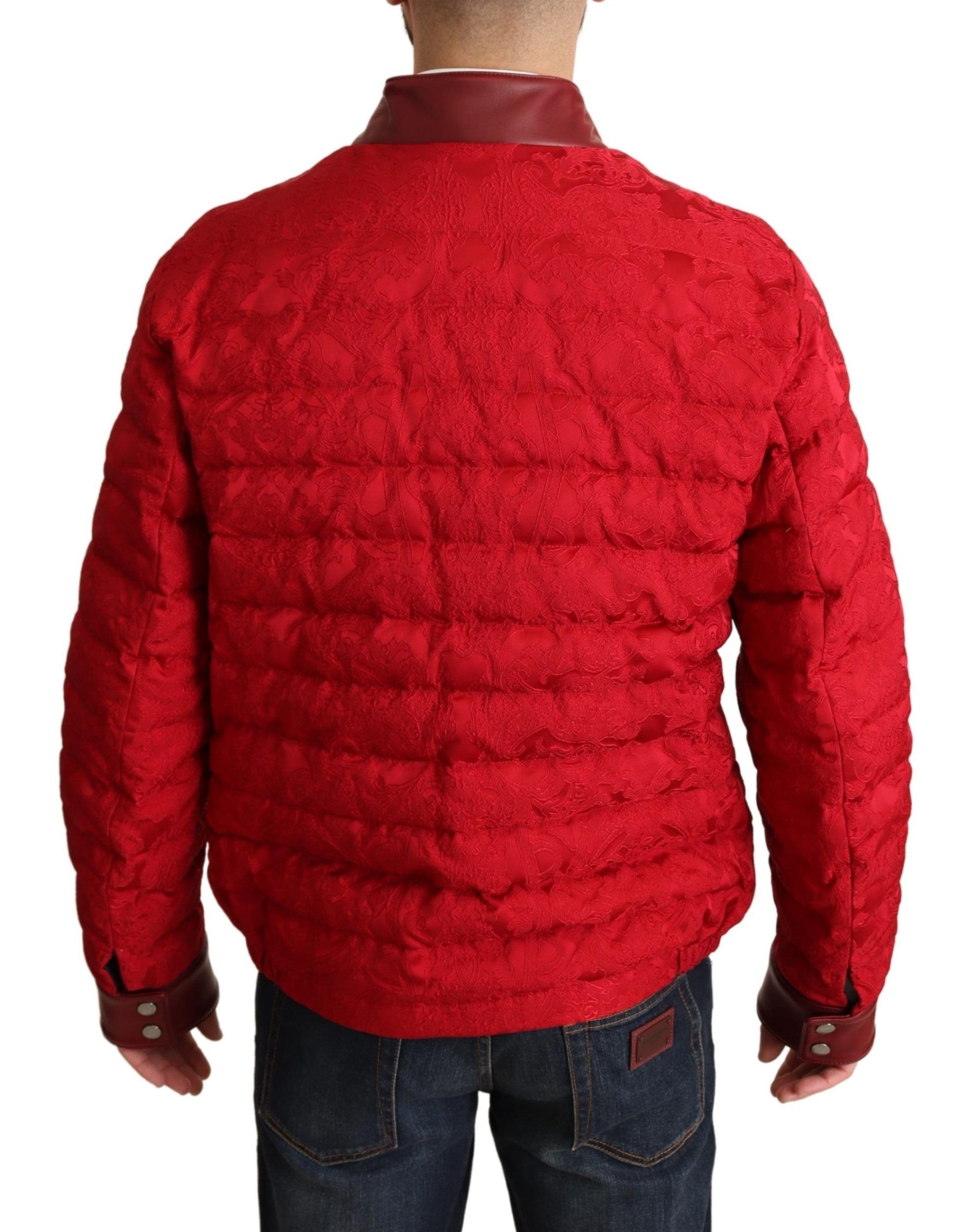 Dolce & Gabbana Red and Gold Bomber Designer Jacket - ACCEXO