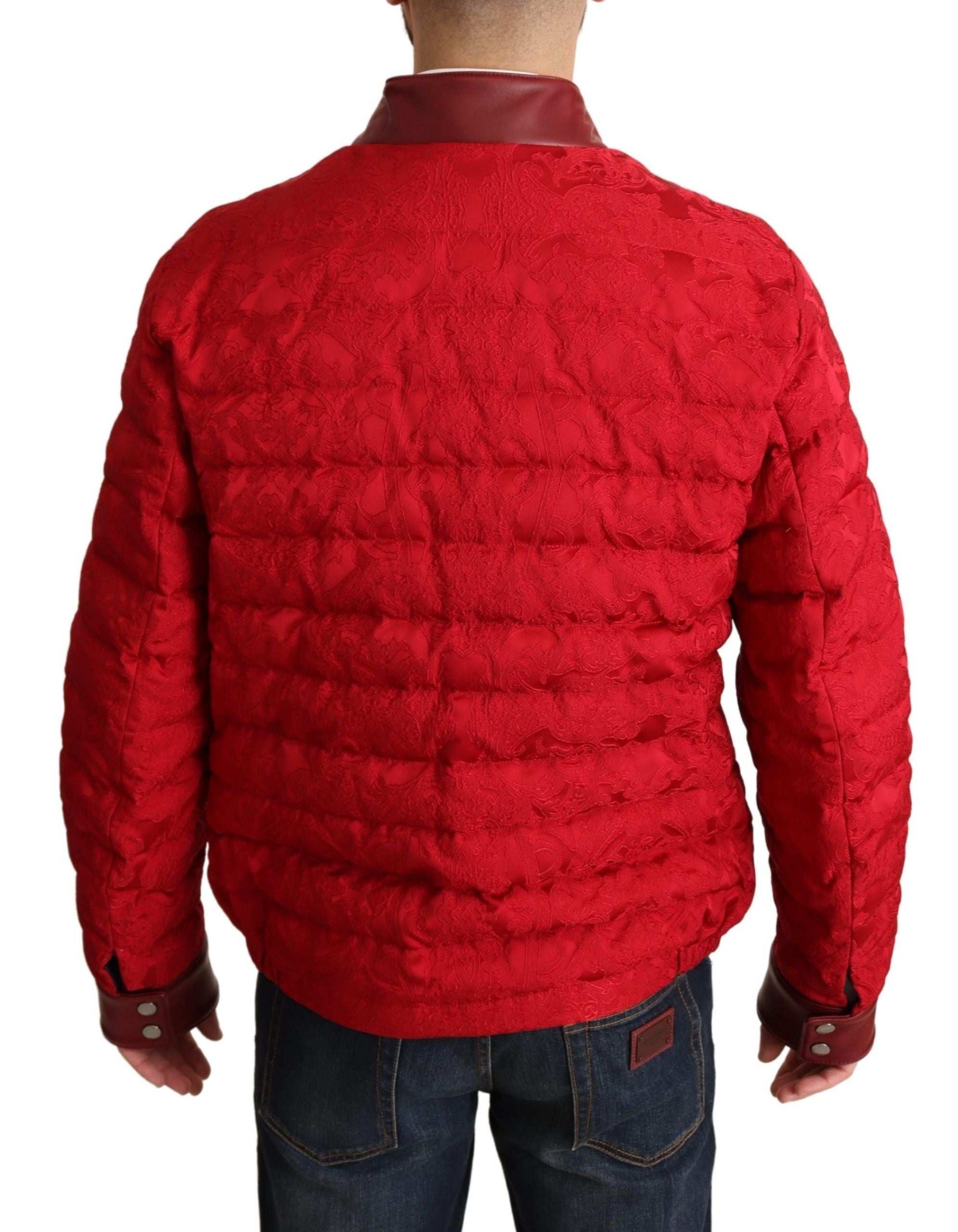 Dolce & Gabbana Red and Gold Bomber Designer Jacket - ACCEXO