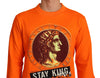 Dolce & Gabbana Regal Crewneck Cotton Sweater in Orange