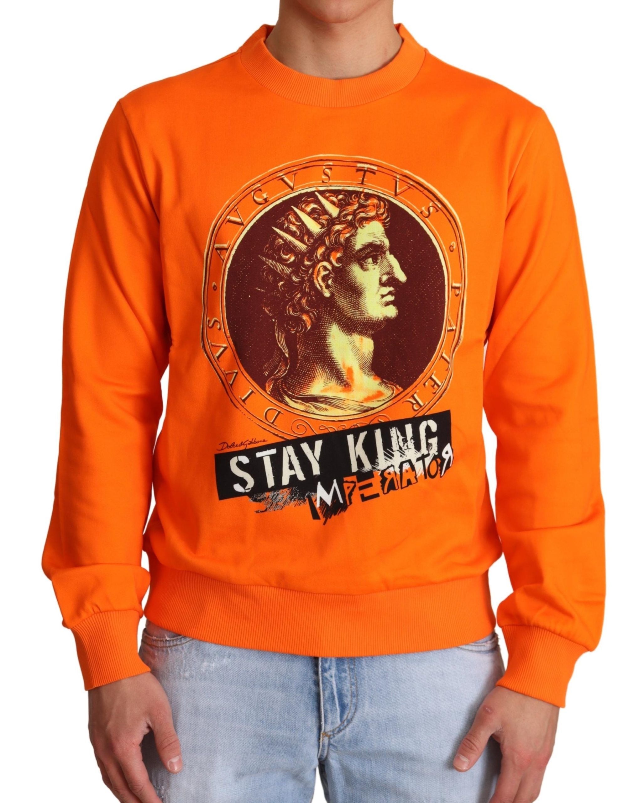 Dolce & Gabbana Regal Crewneck Cotton Sweater in Orange - ACCEXO