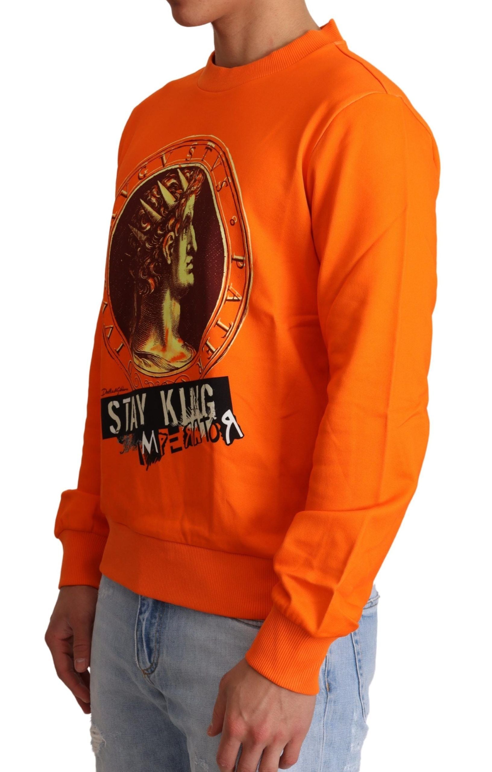 Dolce & Gabbana Regal Crewneck Cotton Sweater in Orange - ACCEXO