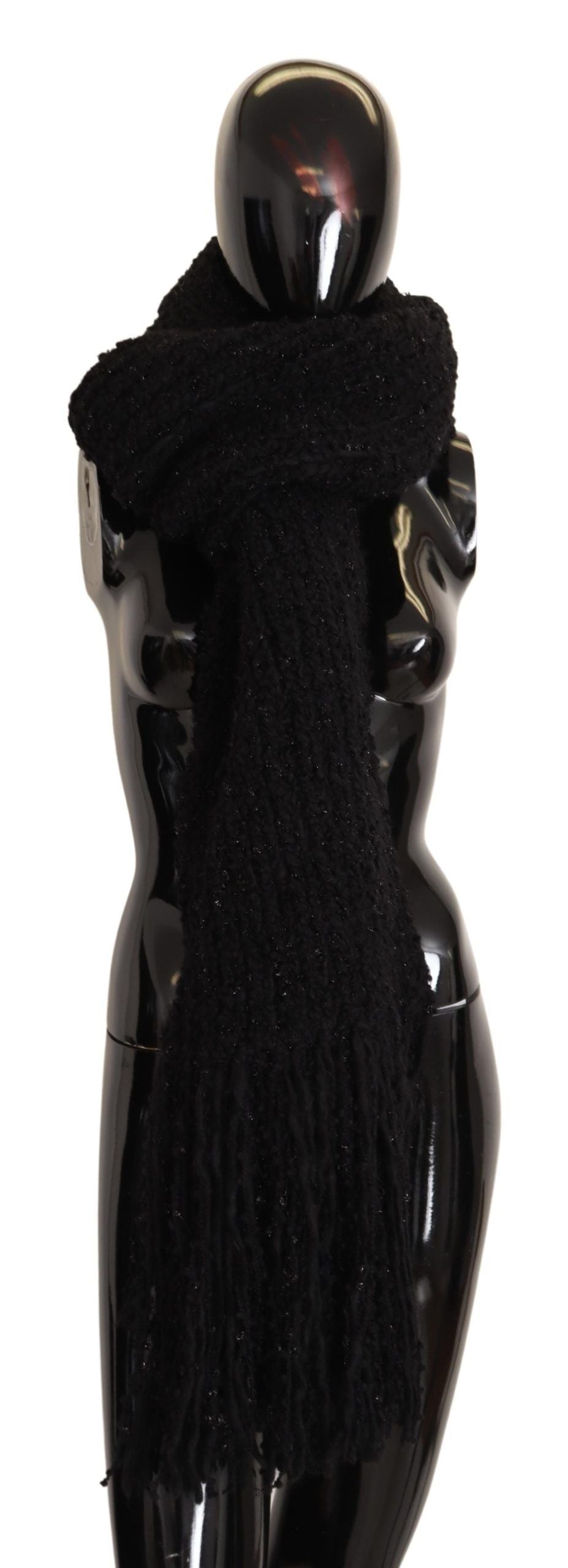 Dolce & Gabbana Elegant Black Wool-Blend Designer Scarf - ACCEXO