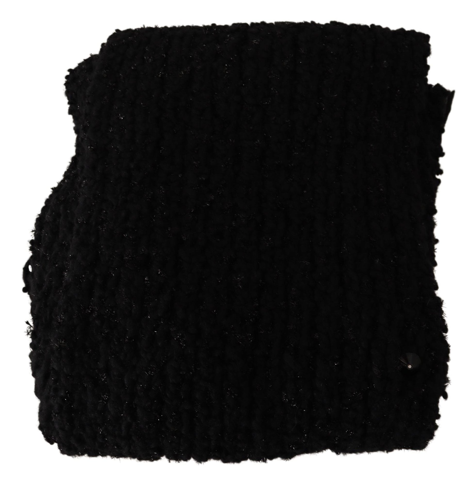 Dolce & Gabbana Elegant Black Wool-Blend Designer Scarf - ACCEXO