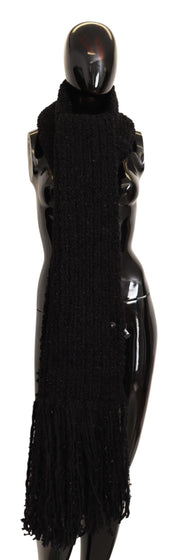 Dolce & Gabbana Elegant Black Wool-Blend Designer Scarf - ACCEXO