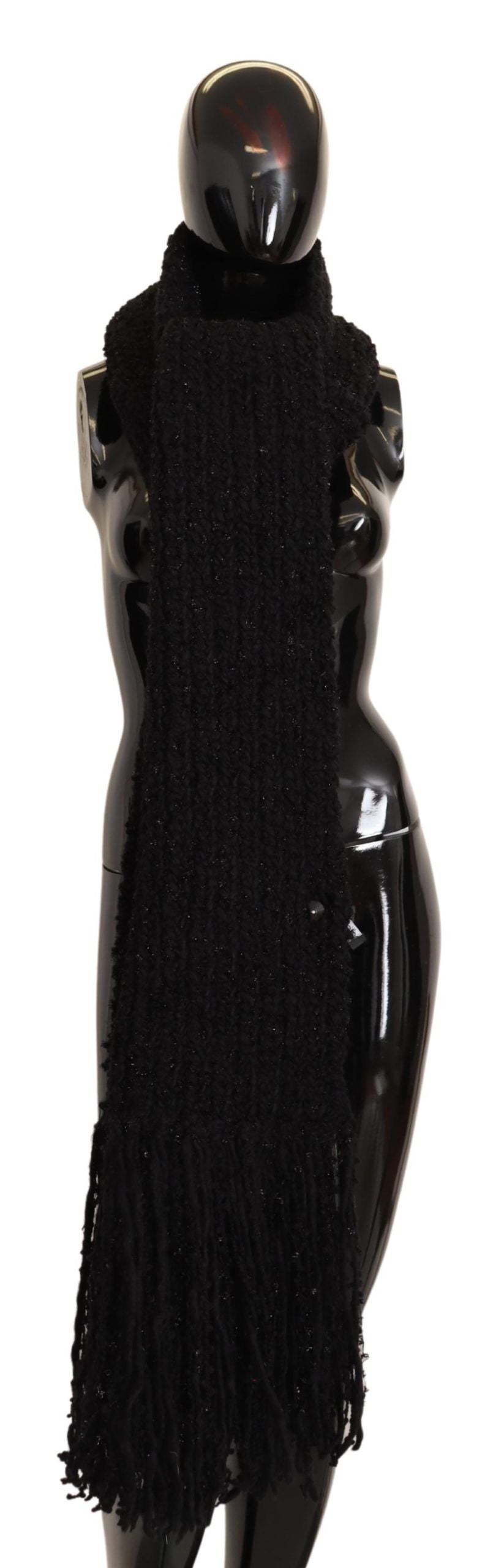 Dolce & Gabbana Elegant Black Wool-Blend Designer Scarf - ACCEXO