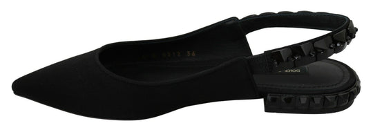 Dolce & Gabbana Elegant Silk Blend Slingback Flats with Crystals