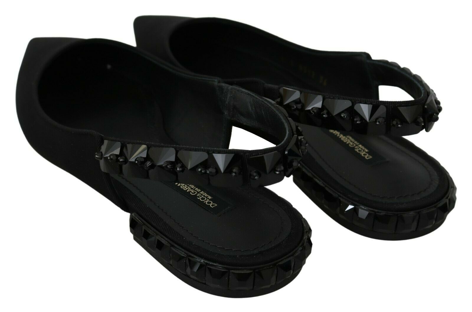 Dolce & Gabbana Elegant Silk Blend Slingback Flats with Crystals - ACCEXO