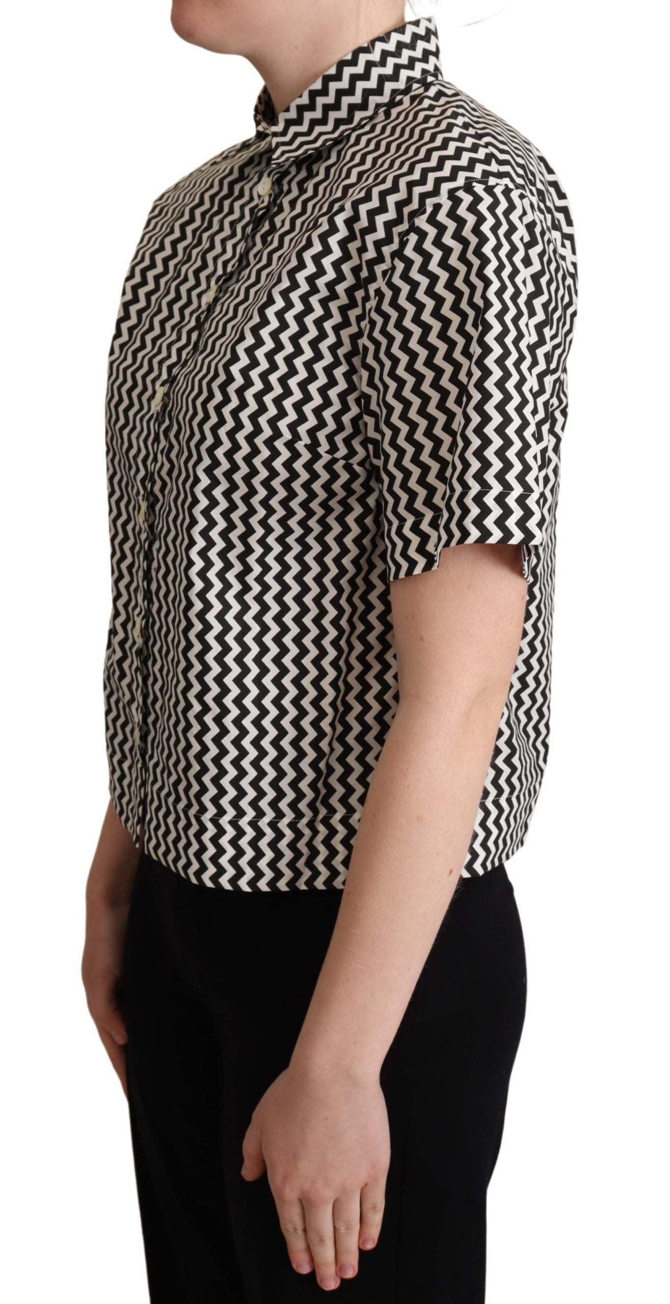 Dolce & Gabbana Zigzag Elegance Cotton Polo Top - ACCEXO