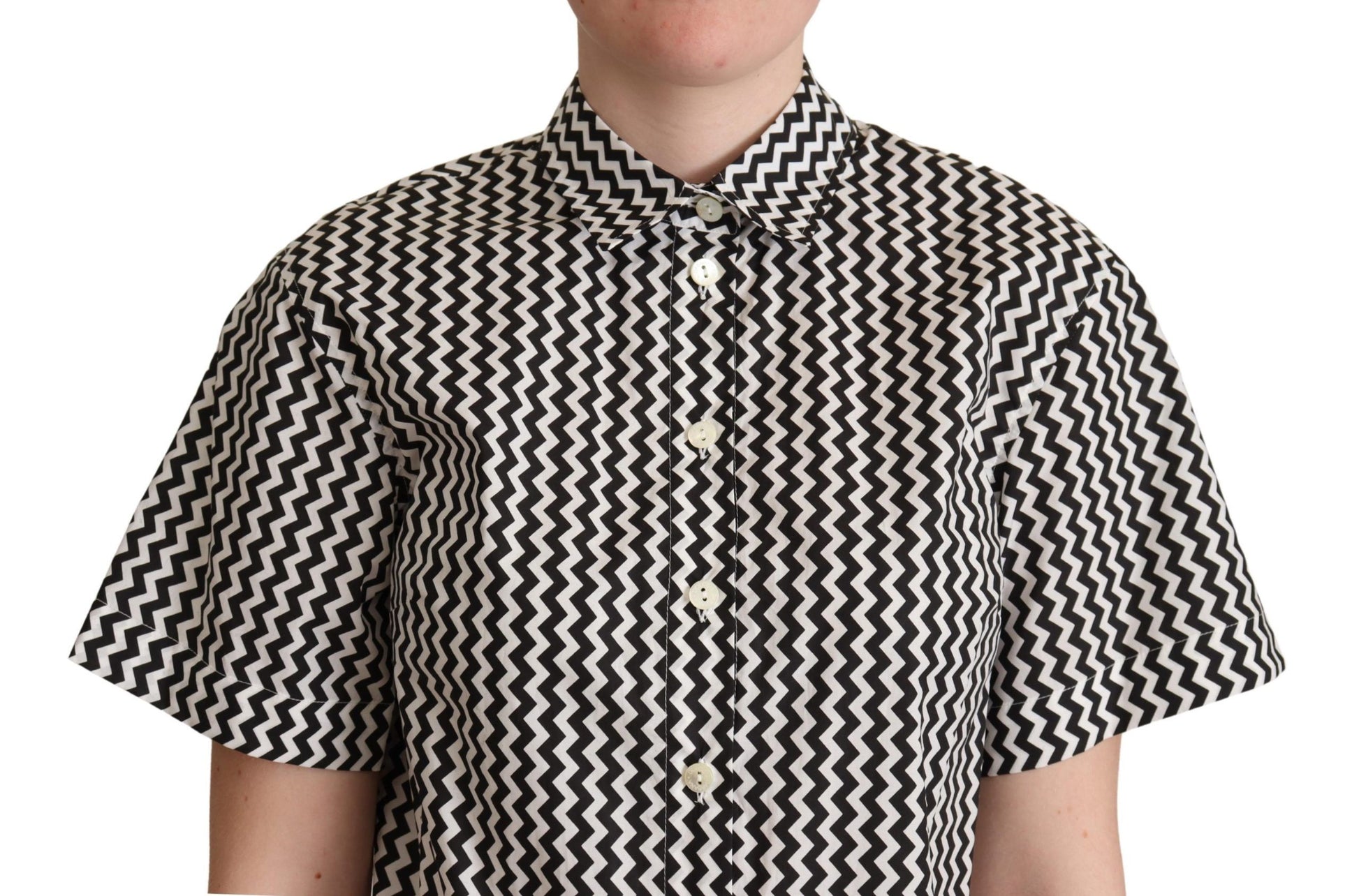 Dolce & Gabbana Zigzag Elegance Cotton Polo Top - ACCEXO
