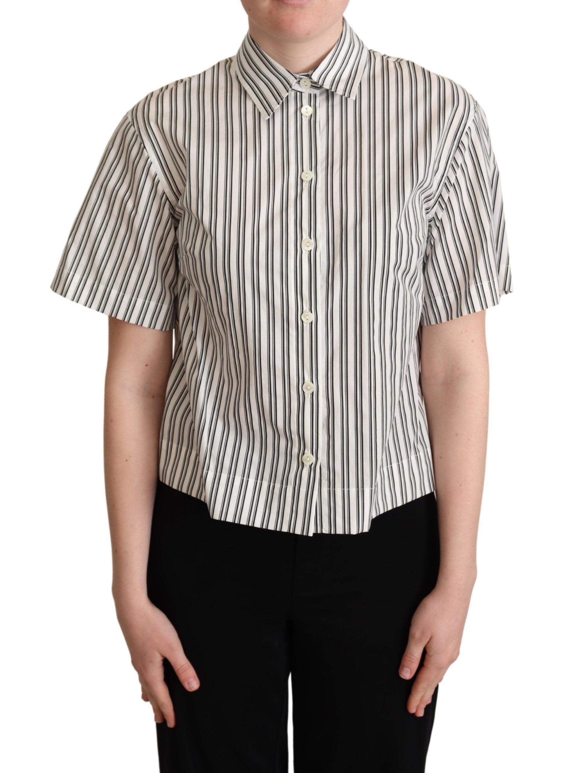 Dolce & Gabbana Elegant Striped Cotton Polo Top - ACCEXO
