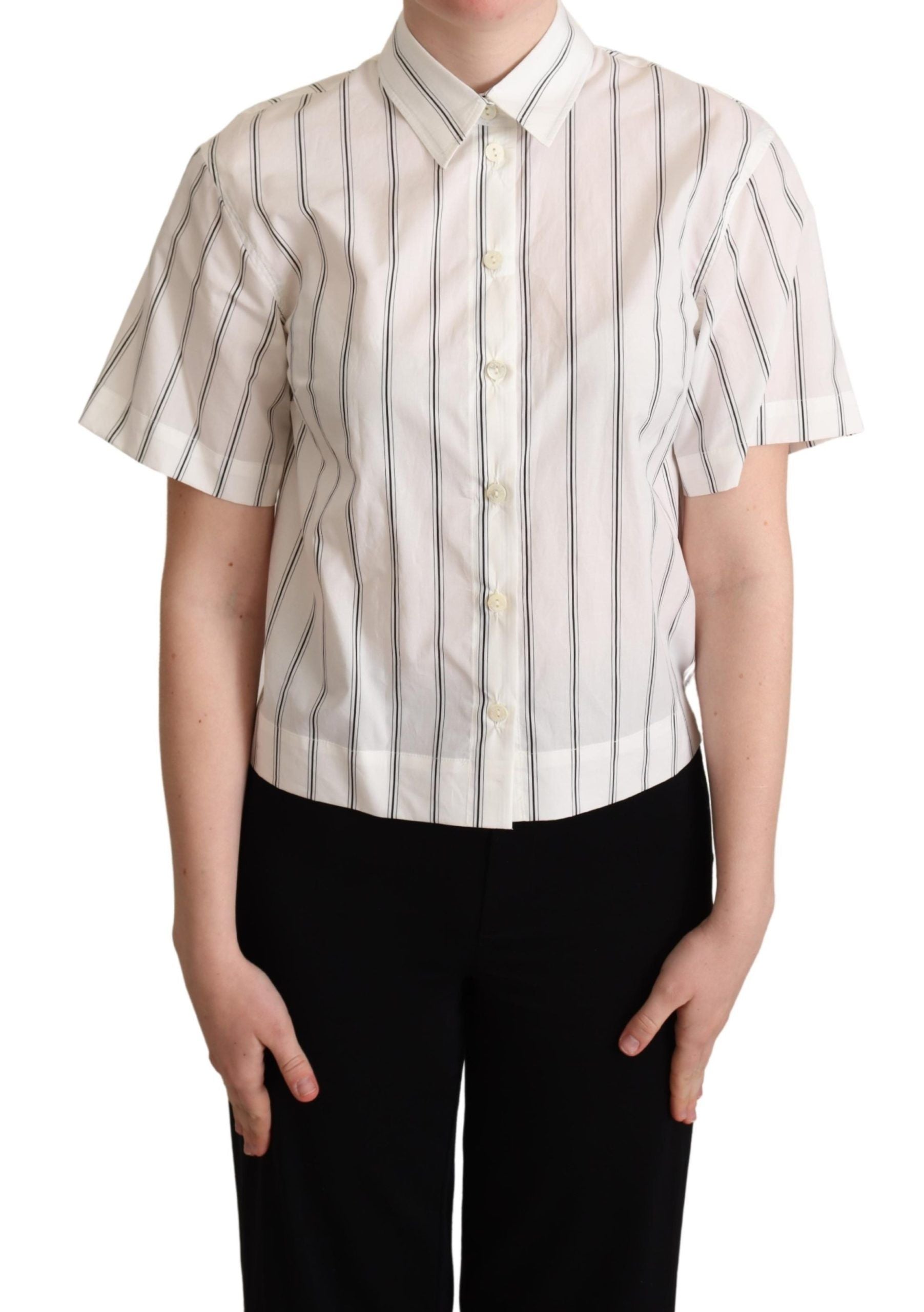 Dolce & Gabbana Elegant Striped Cotton Polo Top - ACCEXO
