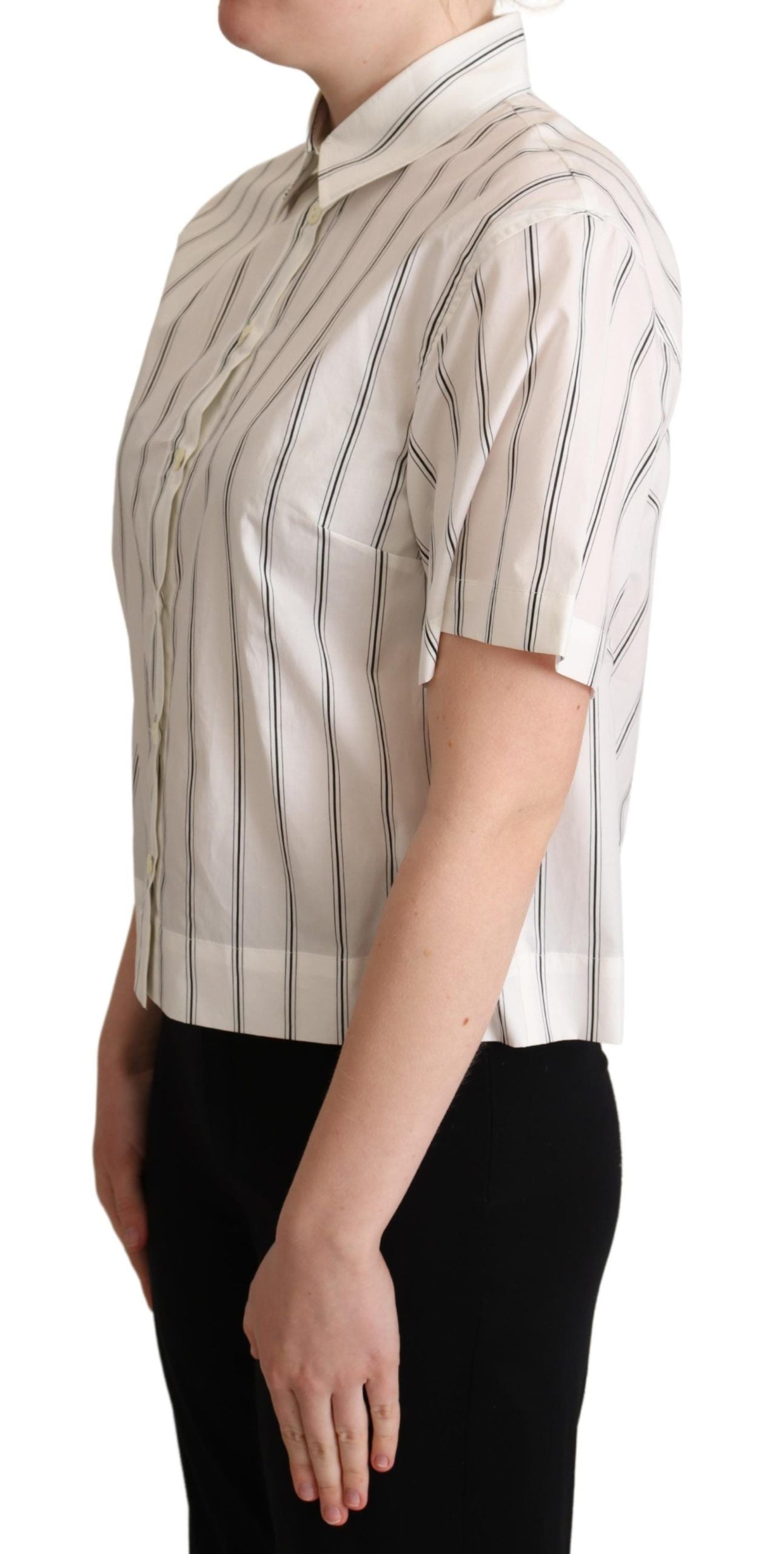 Dolce & Gabbana Elegant Striped Cotton Polo Top - ACCEXO