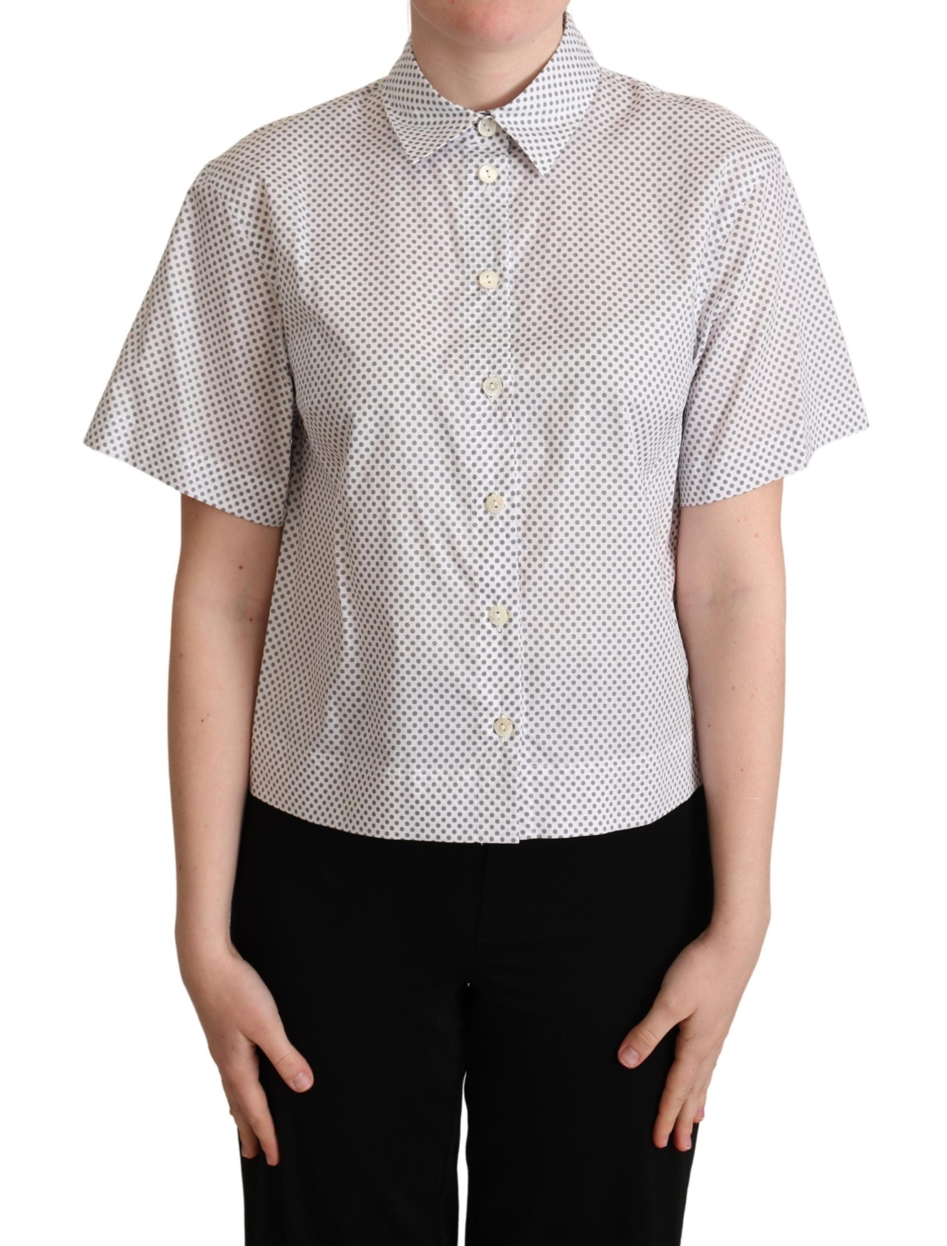 Dolce & Gabbana Chic Gray Polka Dot Short Sleeve Polo - ACCEXO